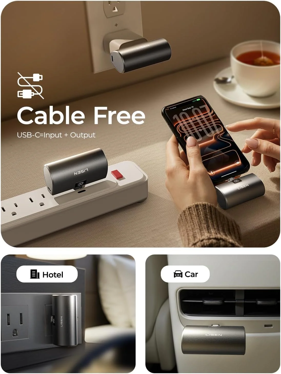 6800mAh Mini Portable Charger USB C Power Bank Travel Essentials for iPhone 17 Pro Max 22.5W Fast Charging[USB-C Only, Flight-Safe], LISEN for iPhone 17 Pro Max 16 15, Samsung S26 S25 Ultra,iPad, Grey - Image 8