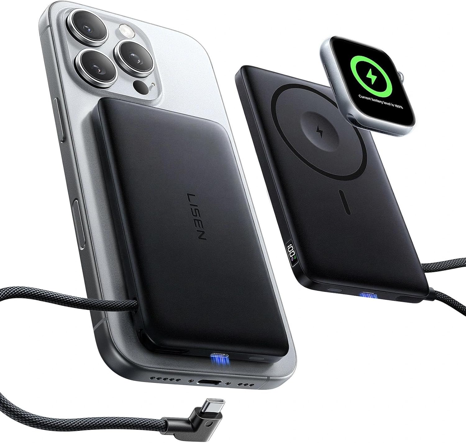 LISEN 0.5'' Ultra Slim MagSafe Power Bank 10000mAh