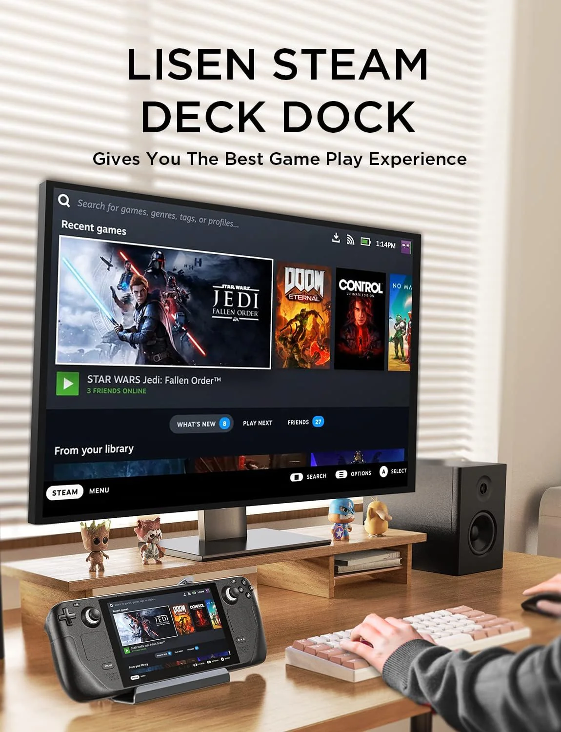 Lisen 13-in-1 Steam Deck Dock with Dual Cooling Fan - Image 2