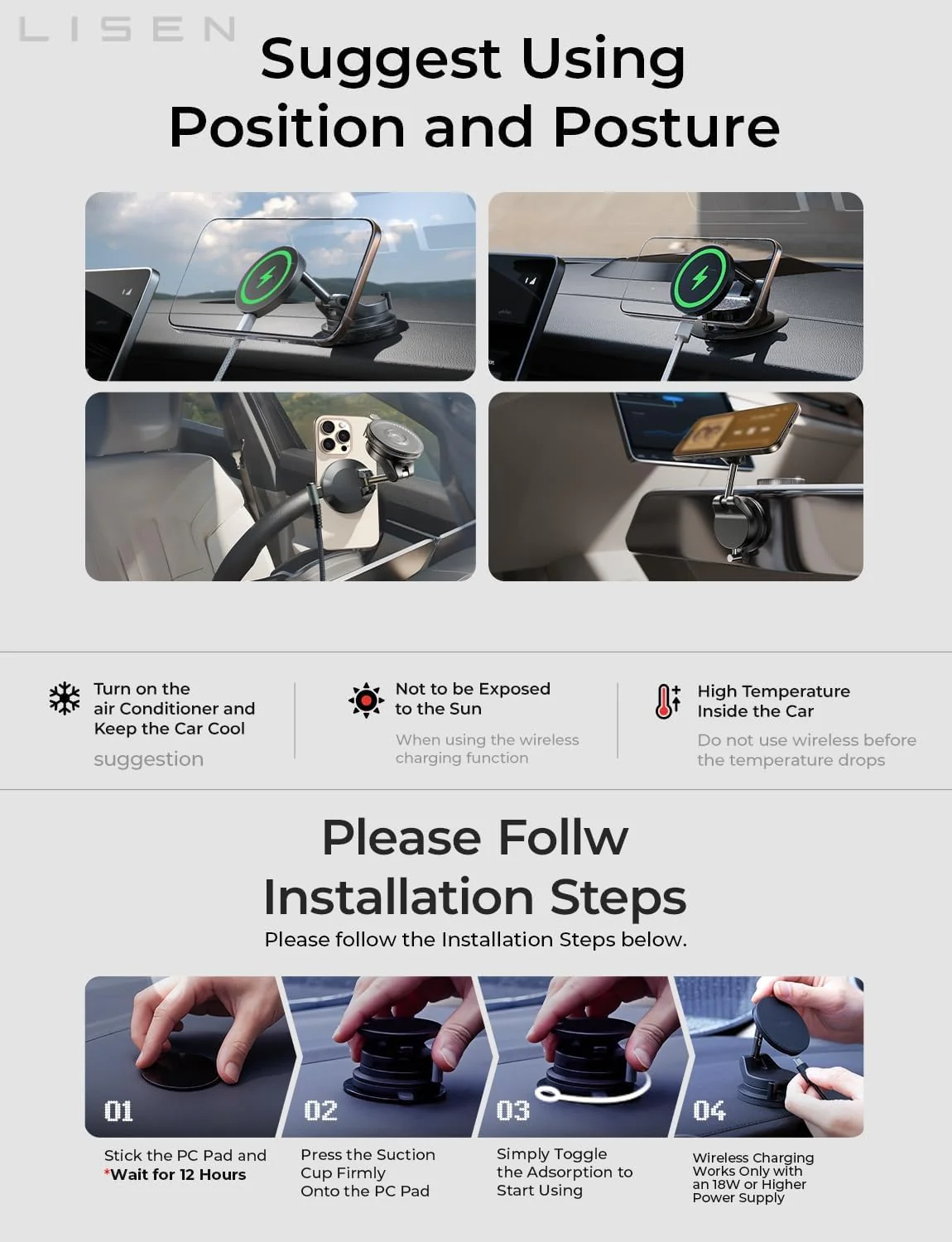 LISEN 15W MagSafe Car Mount Charger - Image 10