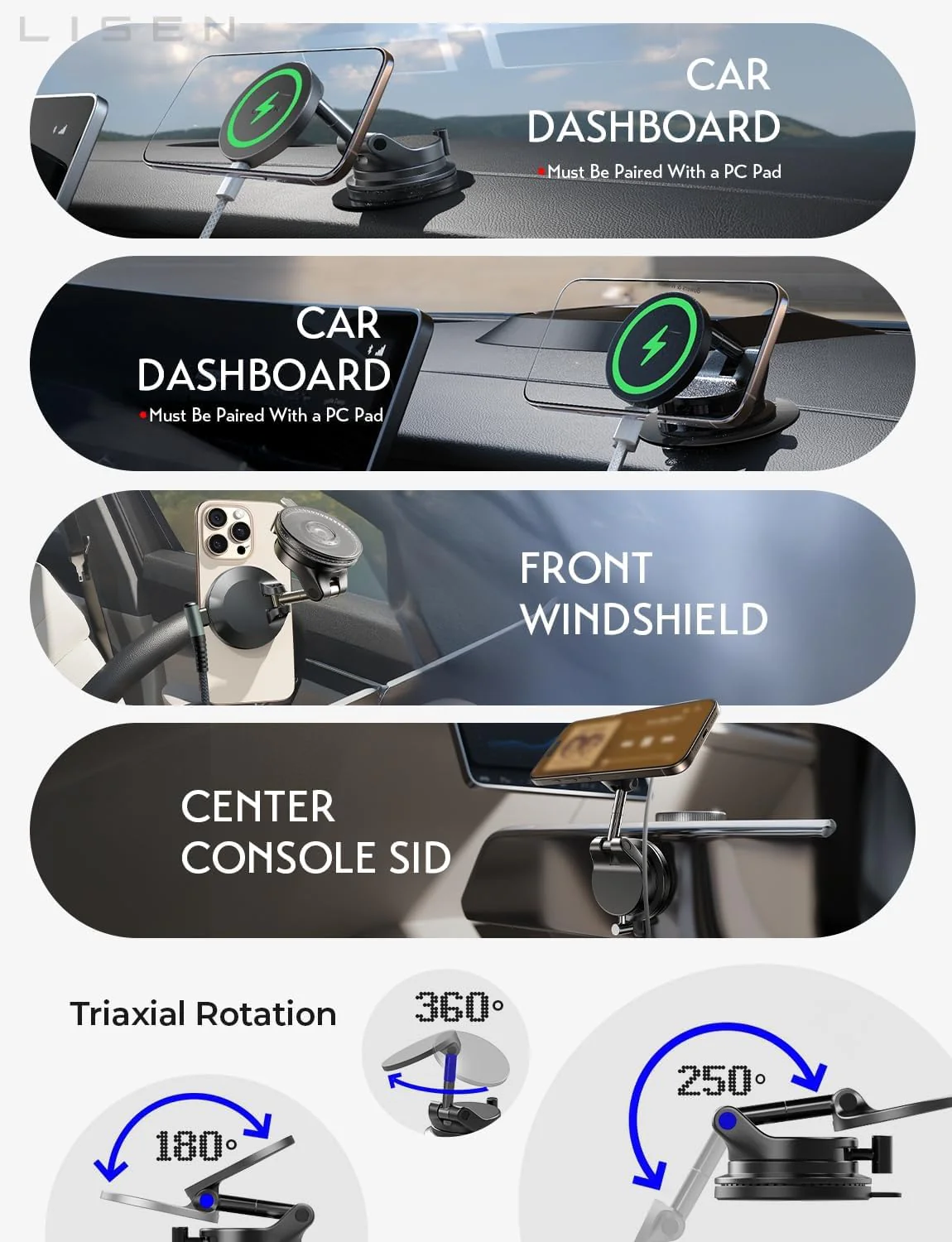 LISEN 15W MagSafe Car Mount Charger - Image 5