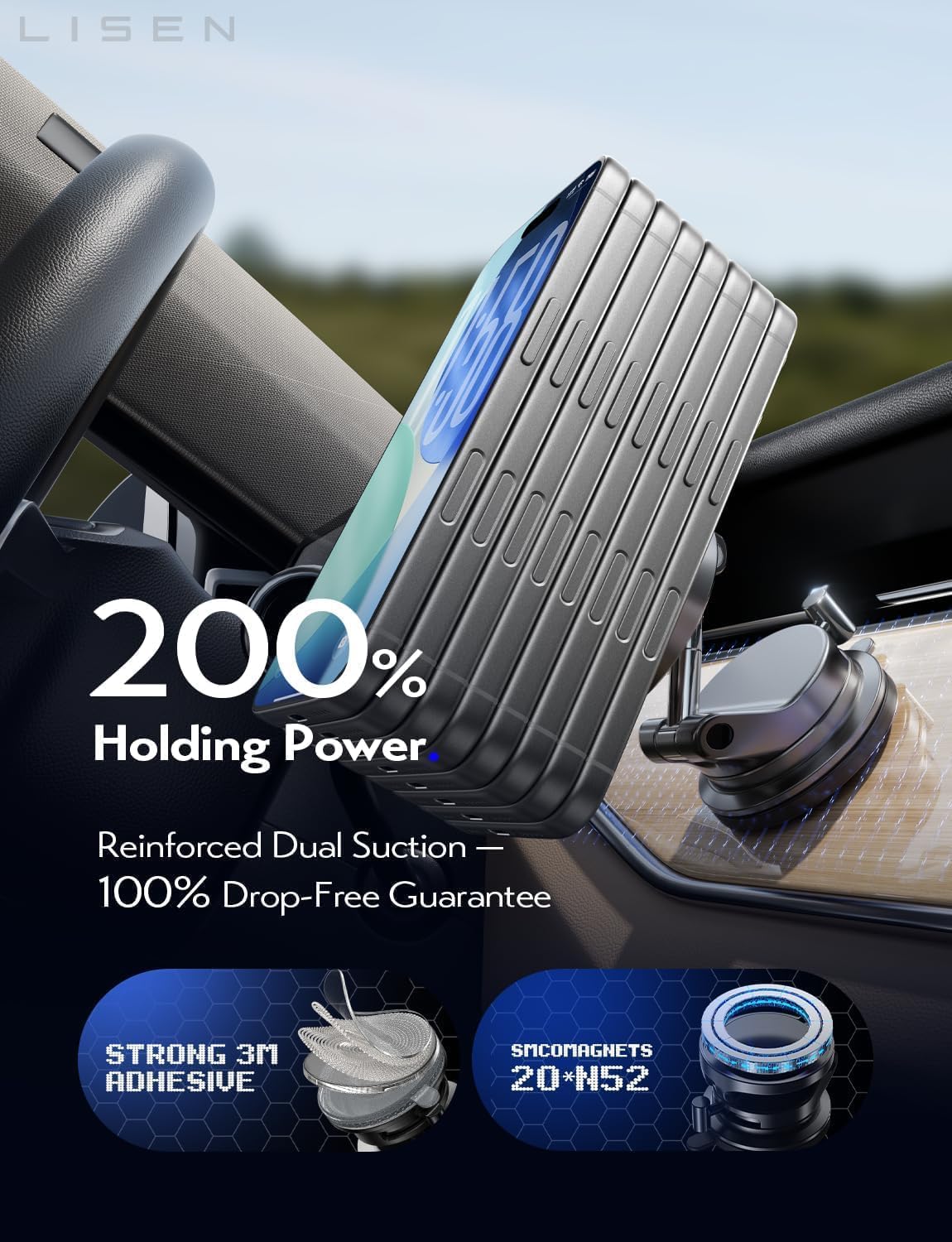 LISEN 15W MagSafe Car Mount Charger - Image 8