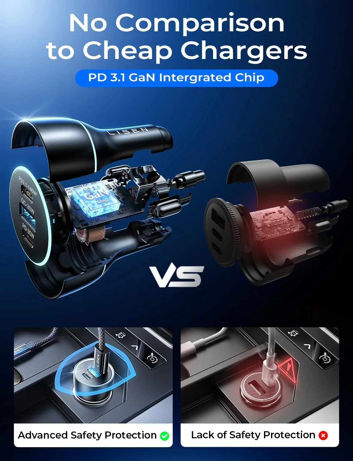 LISEN 170W Dual Port Fast Car Charger - Image 7