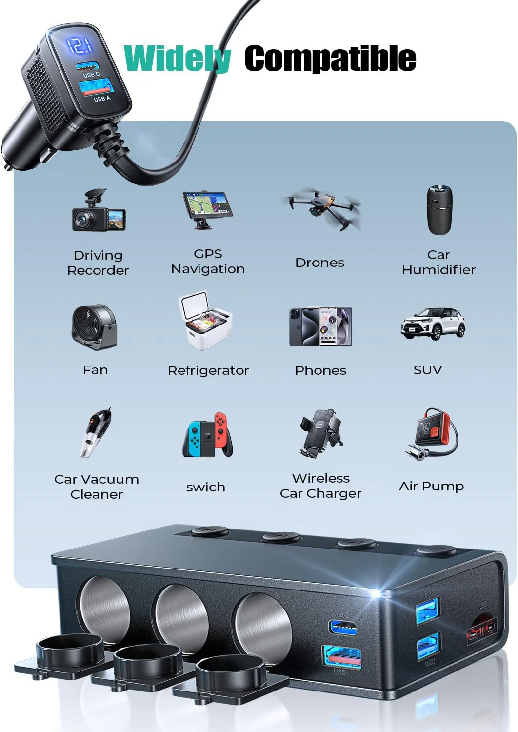 LISEN 191W Heavy Duty Cigarette Lighter Splitter Adapter - Image 6