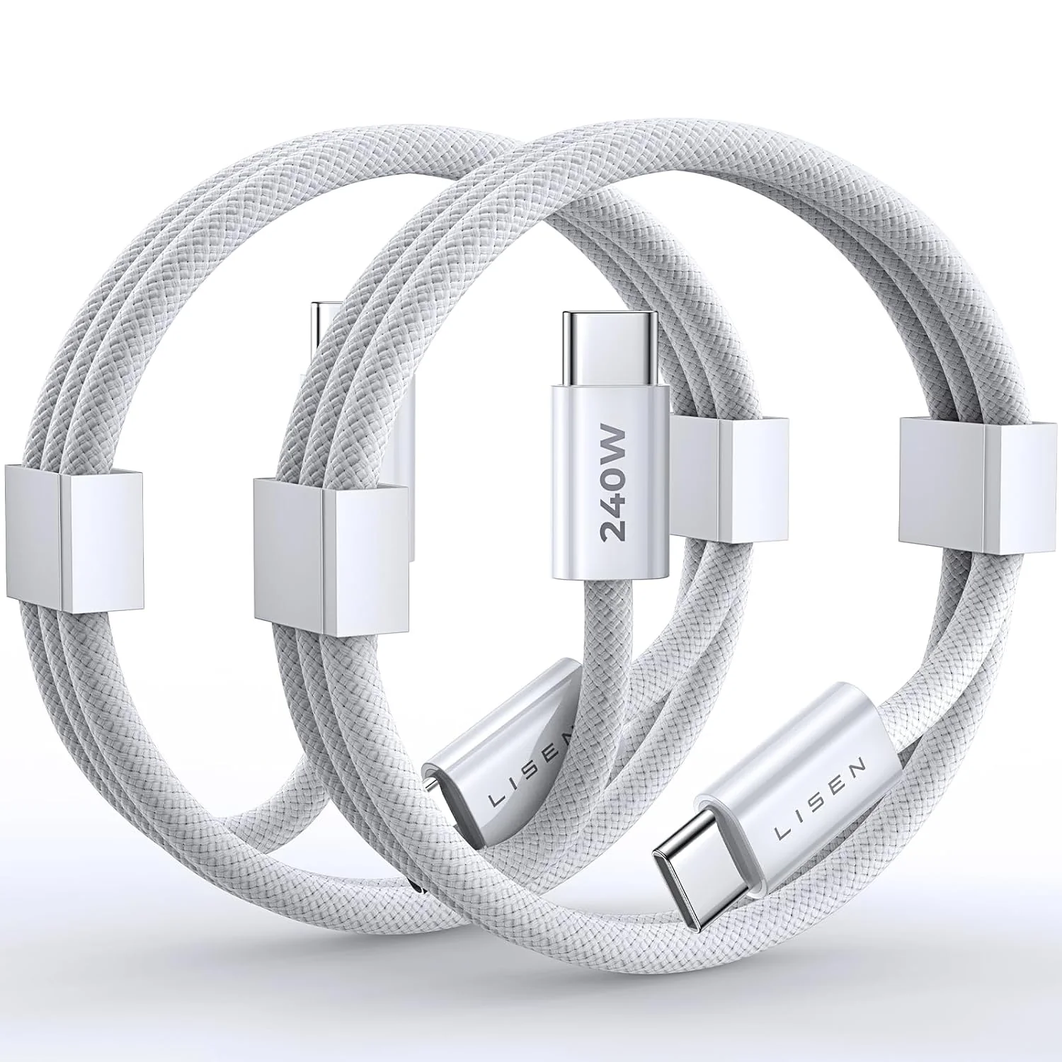 LISEN 2 Pack 240W USB C to USB C Cable 1M Charger Cable White