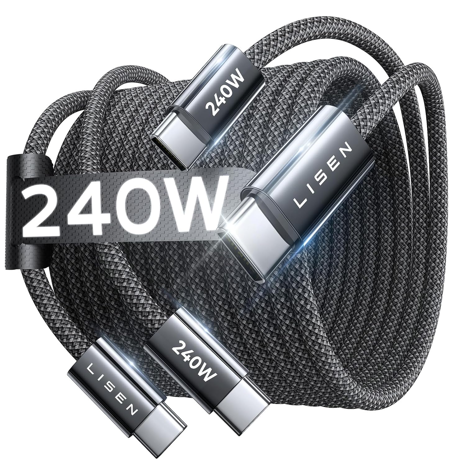 LISEN 2 Pack 240W USB C to USB C Cable 3M Charger Cable Black - Image 6