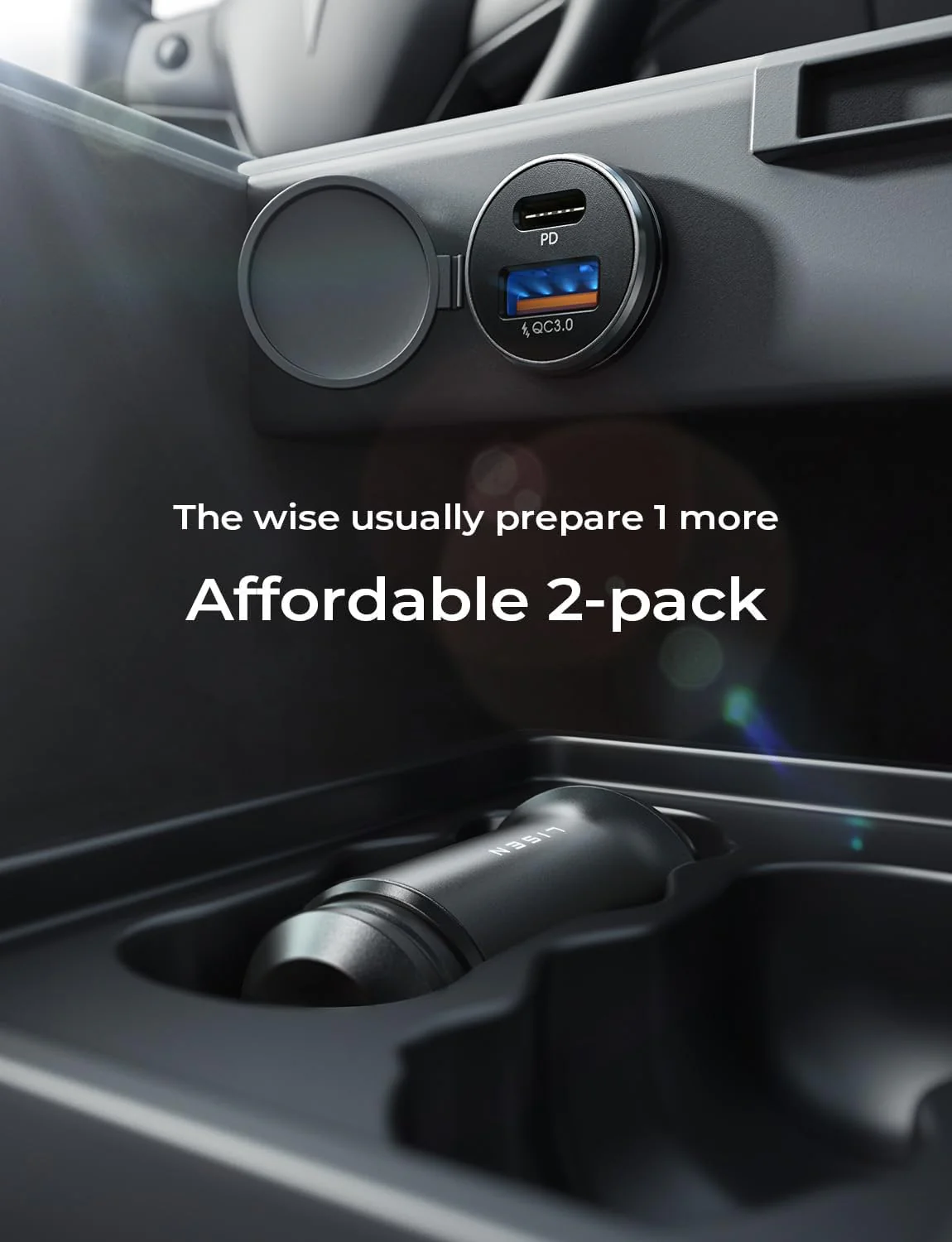 LISEN 2-Pack USB C Car Charger 54W Car Cigarette Lighter USB Charger - Image 5