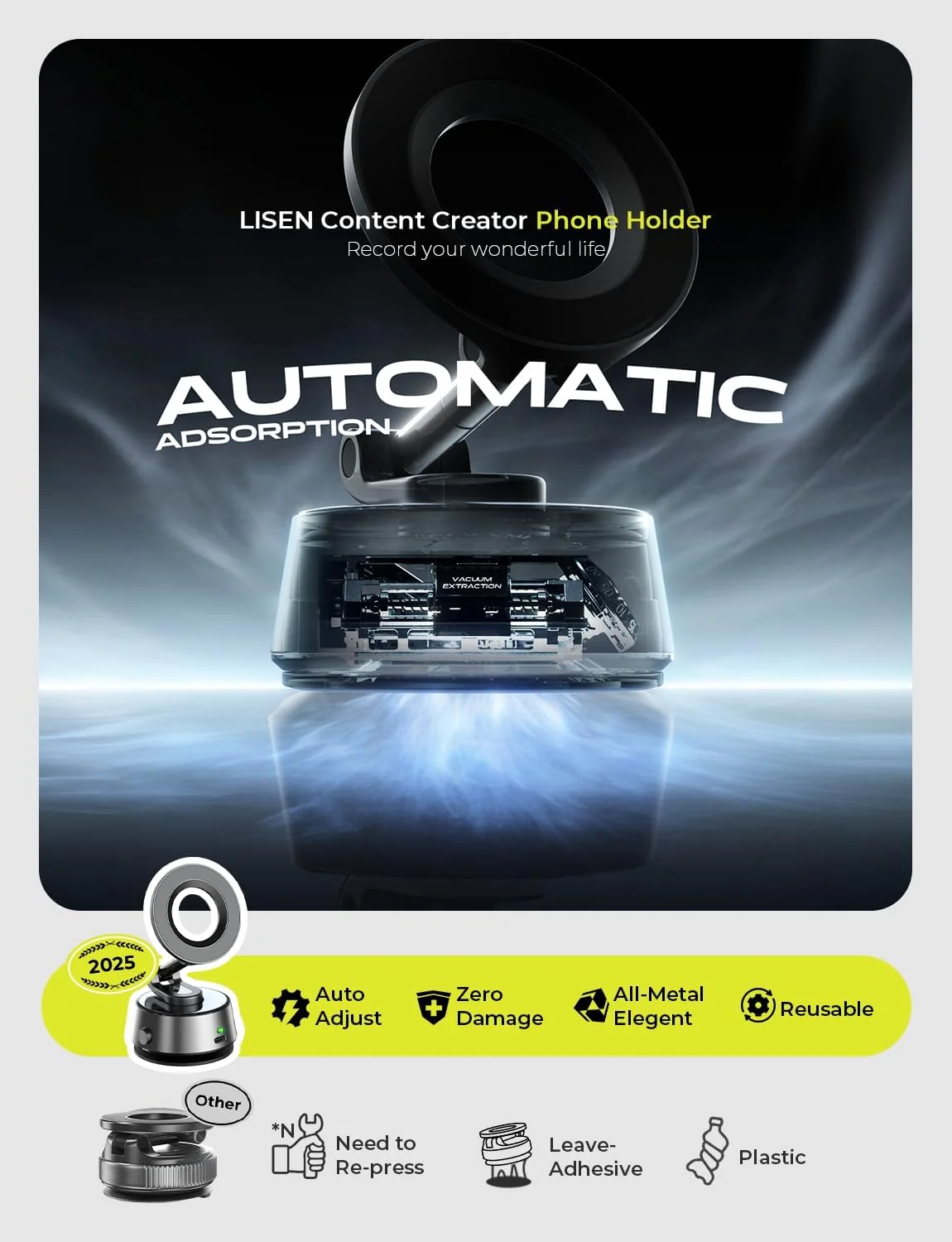 LISEN 2026 Auto Vacuum MagSafe Mount - Image 3