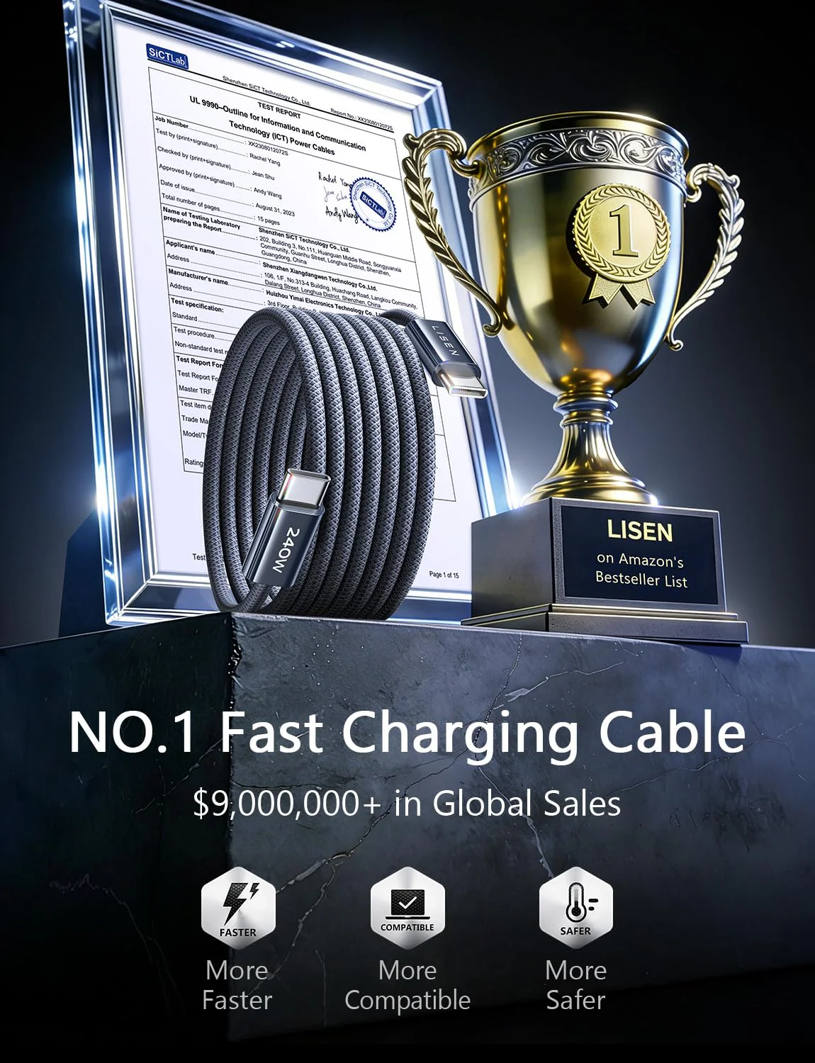 LISEN 240W USB C to USB C Cable - Image 2