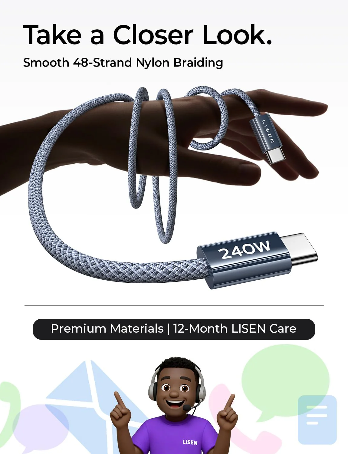 LISEN 240W USB C to USB C Cable - Image 8