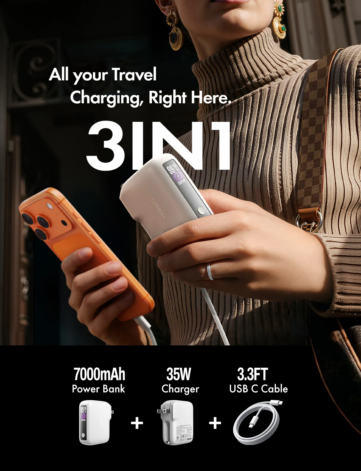 LISEN 3-in-1 35W Fast Travel Charger - Image 3