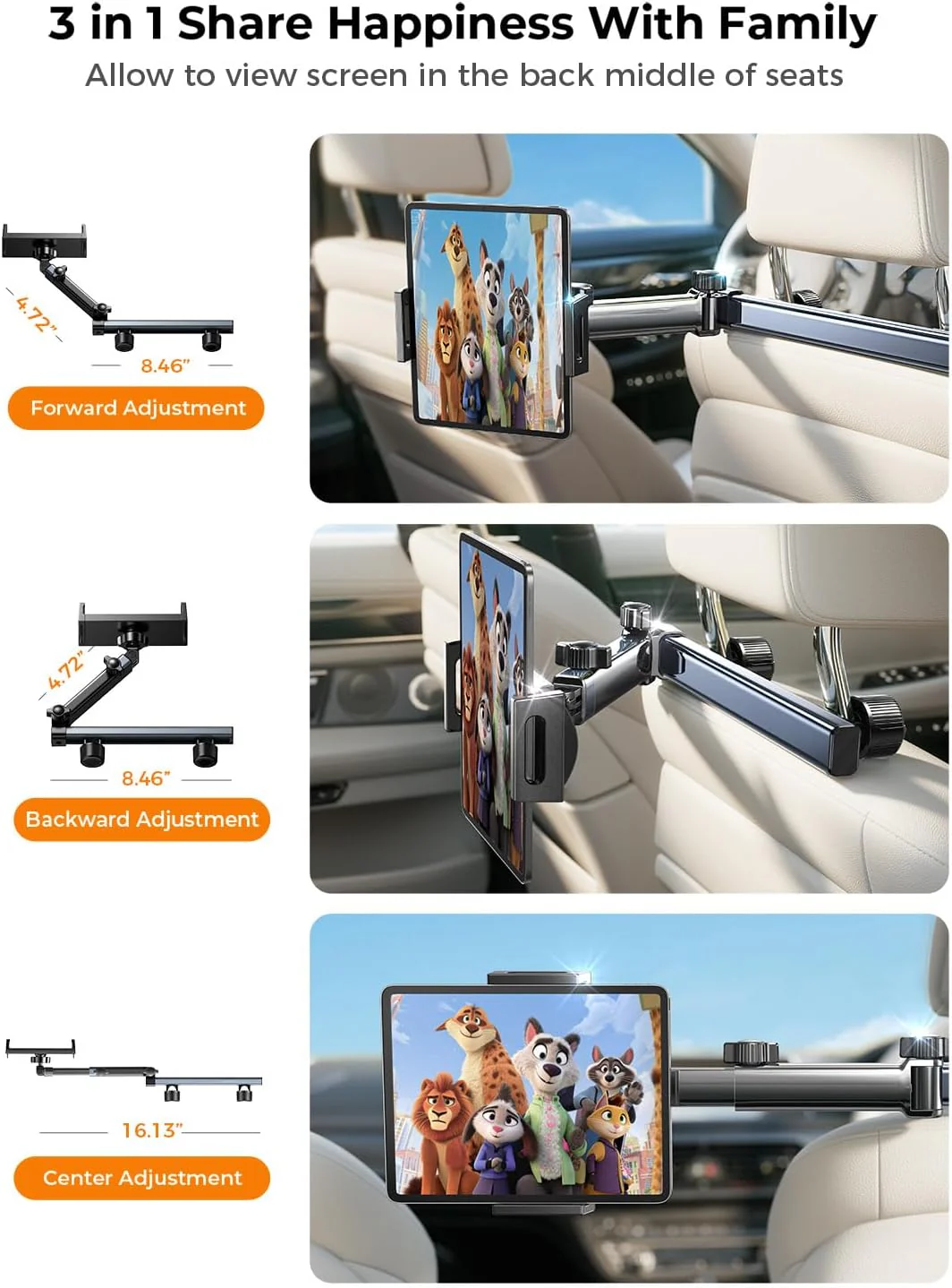 LISEN 3 in 1 for iPad Holder for Car Accessories - Image 4