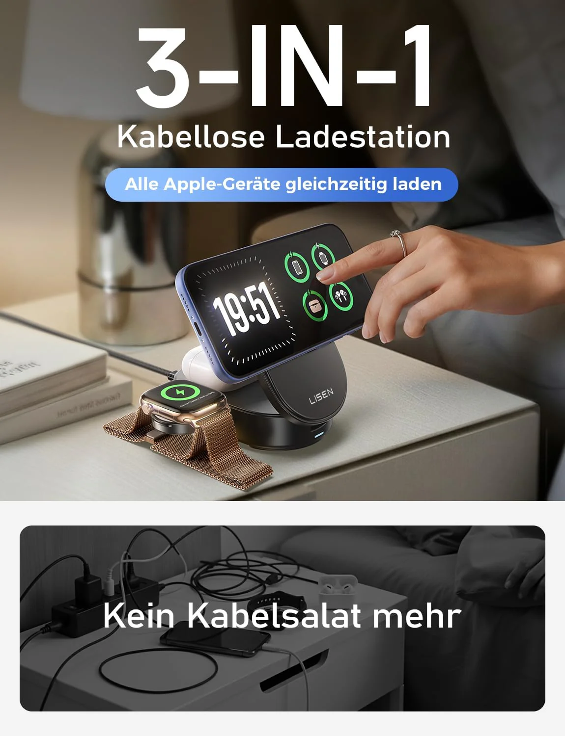LISEN 3 in 1 MagSafe Ladestation Apple - Image 4
