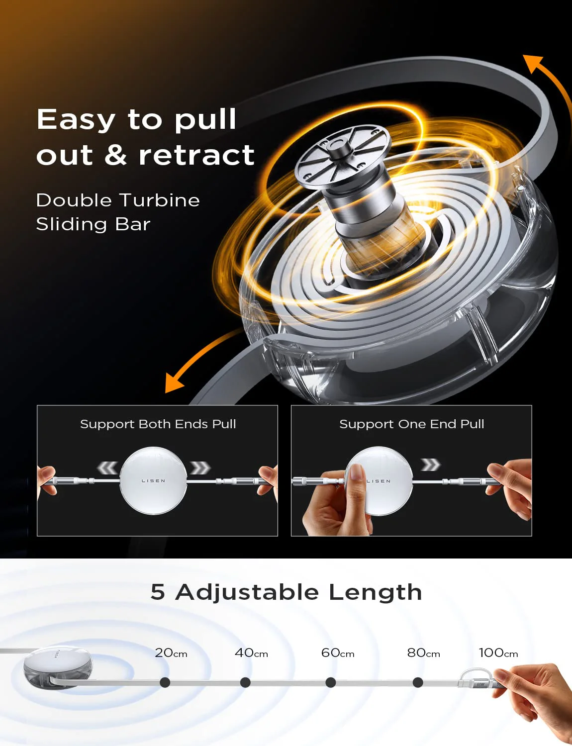 LISEN 3-in-1 Retractable Charging Cable - Image 7
