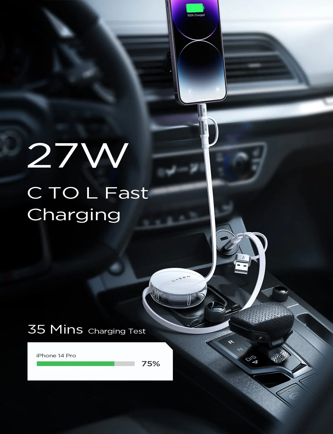 LISEN 3-in-1 Retractable Charging Cable - Image 8