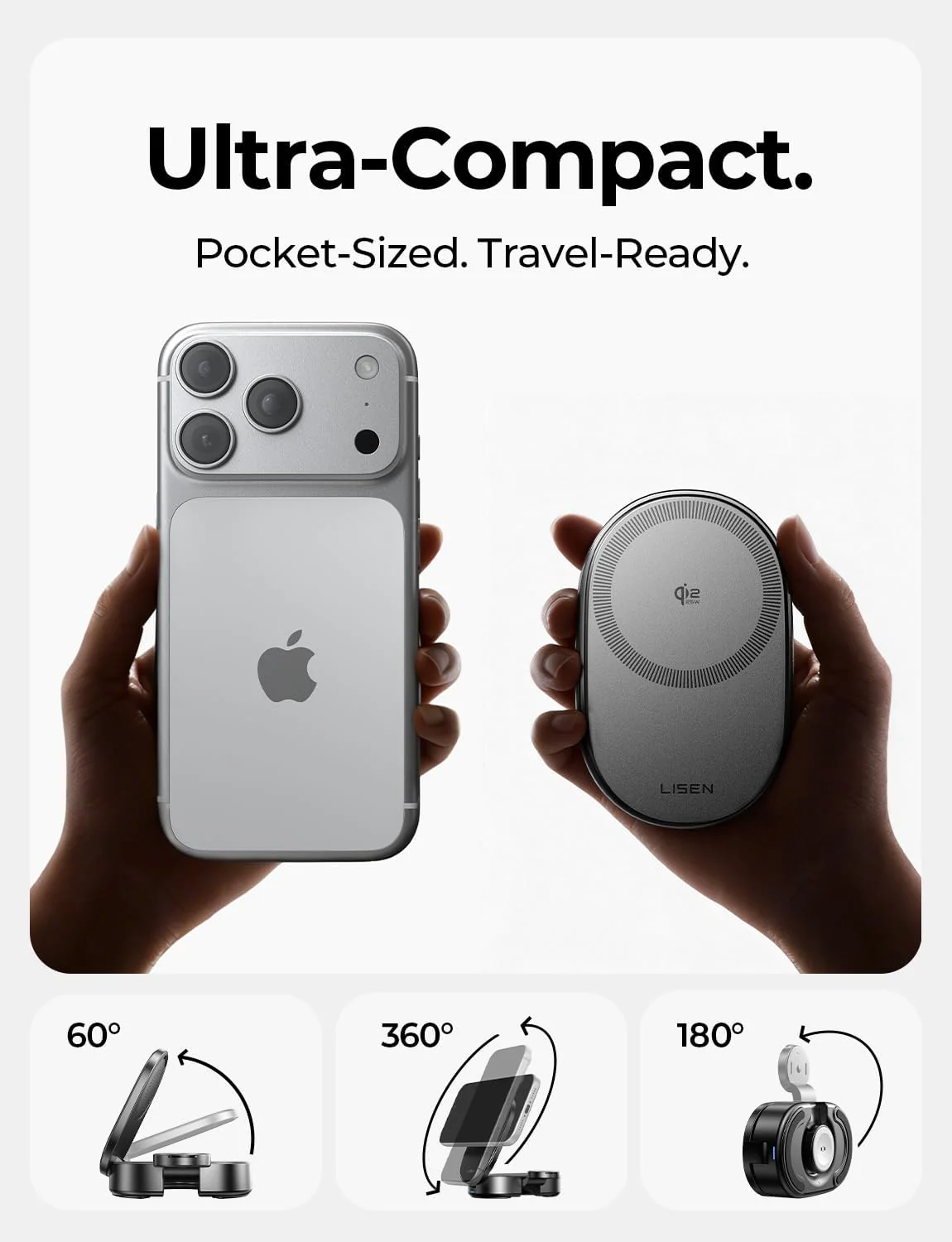 LISEN 3 in 1 Wireless Charger for Apple, Qi2 25W Fast Charger Wireless Charging Station for iPhone 17 16 15 14 13 12 Watch Airpods, for Magsafe Charger Charging Station As Gifts for Husbands Men Women - Image 4