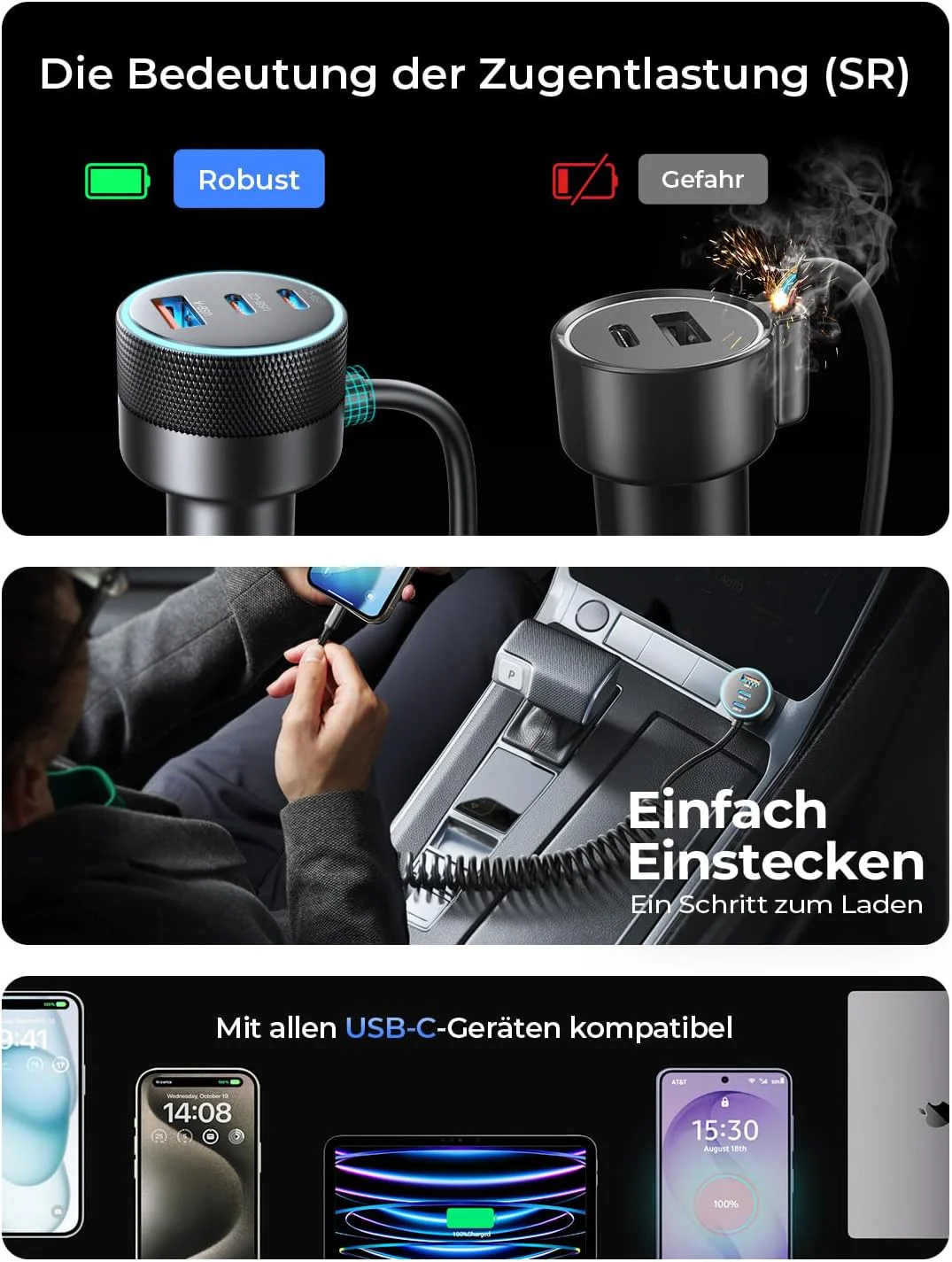 LISEN 4 in 1 Cigarette Lighter USB Charger Car Charger Fast Charge - Image 5