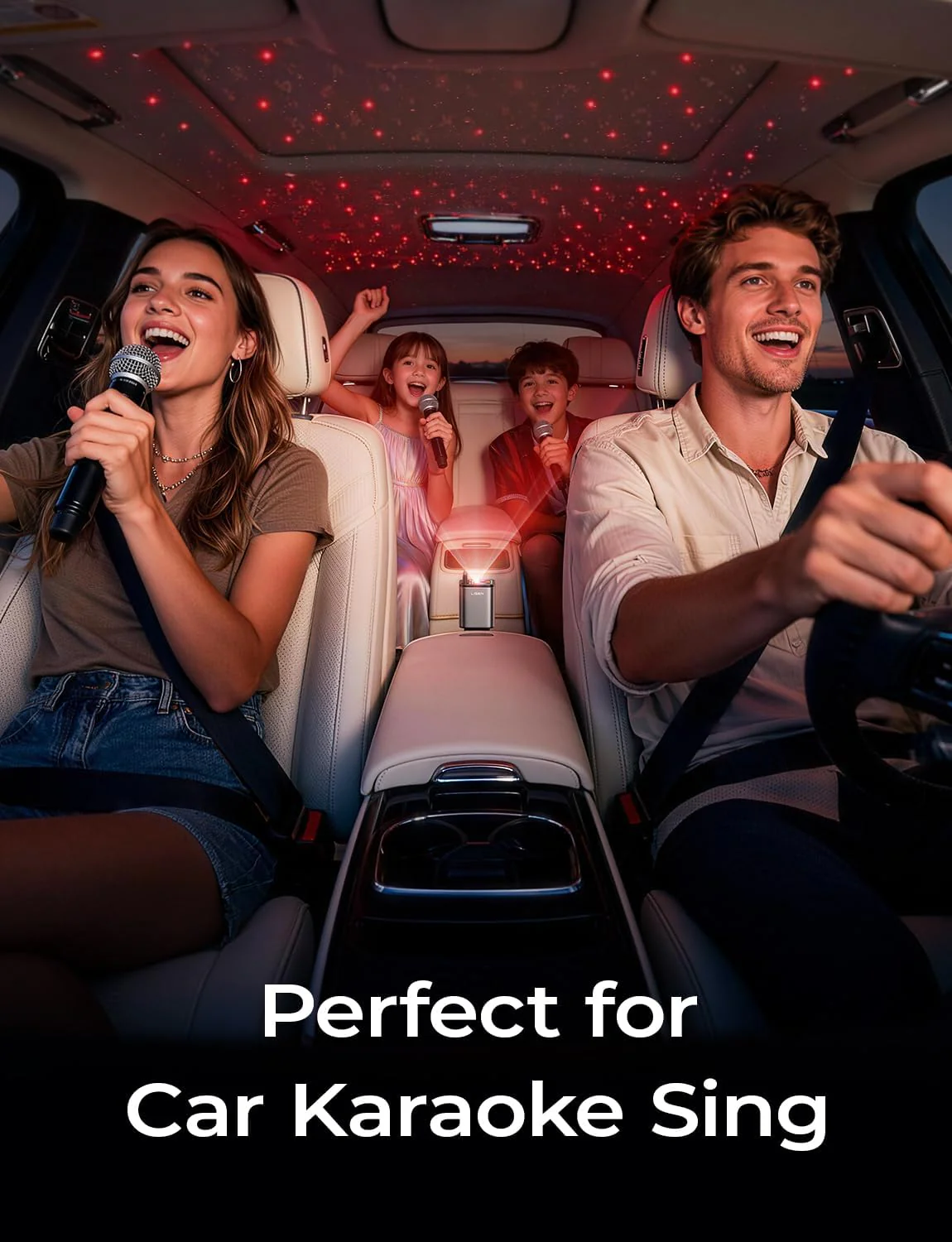 LISEN 4 in 1 Starlight Retractable Car Charger, 75W USB C Cigarette Adapter Fast Charging - Image 3