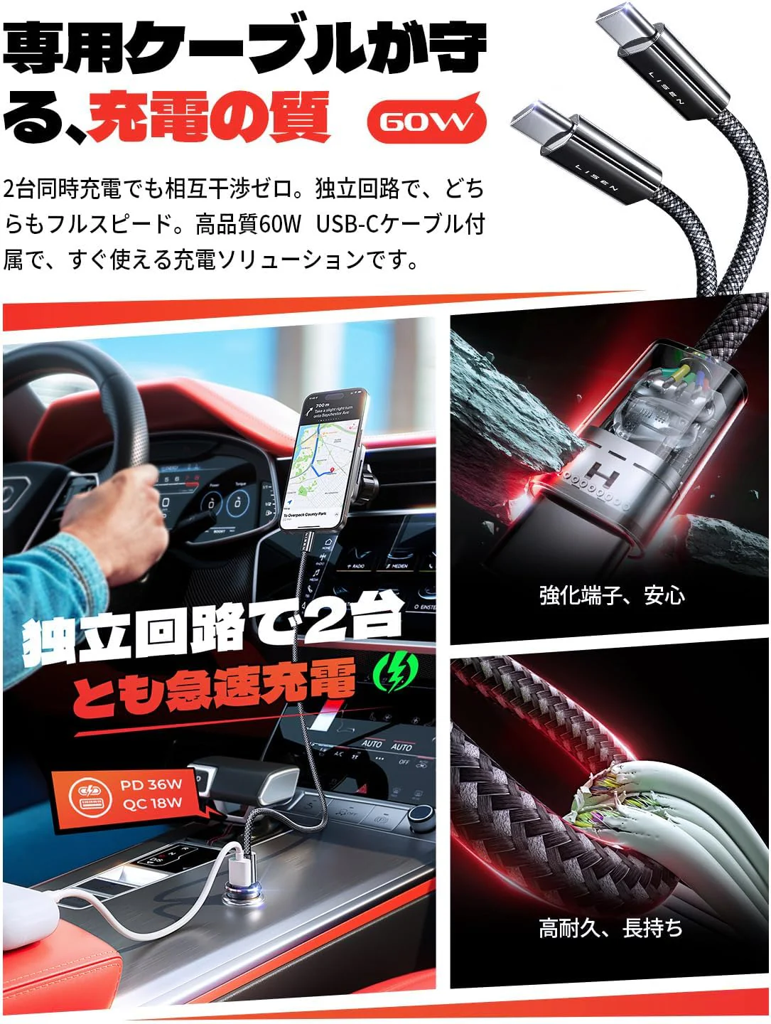 LISEN 54W Dual Port Car Charger Adapter - Image 5