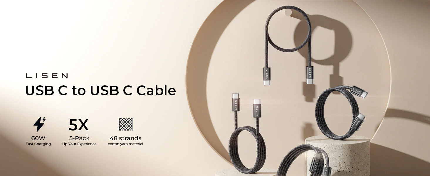 Lisen USB C to C Cable [60W, 5-Pack] - Image 8