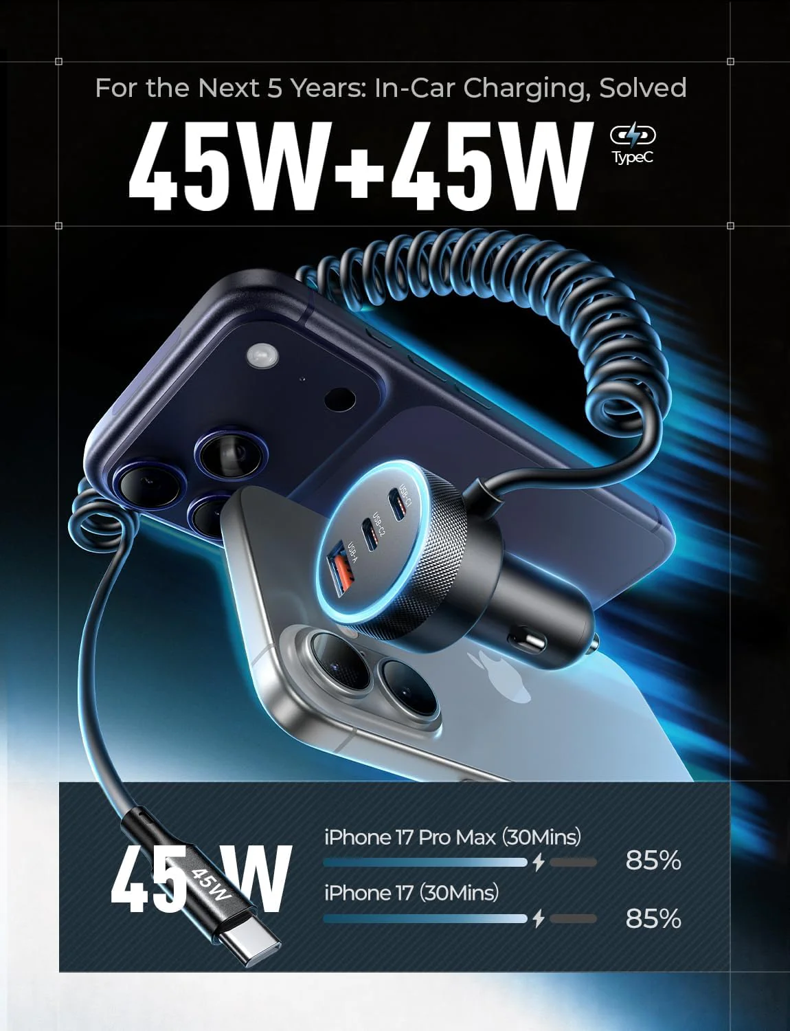 LISEN 90W Car Charger USB C - Image 2