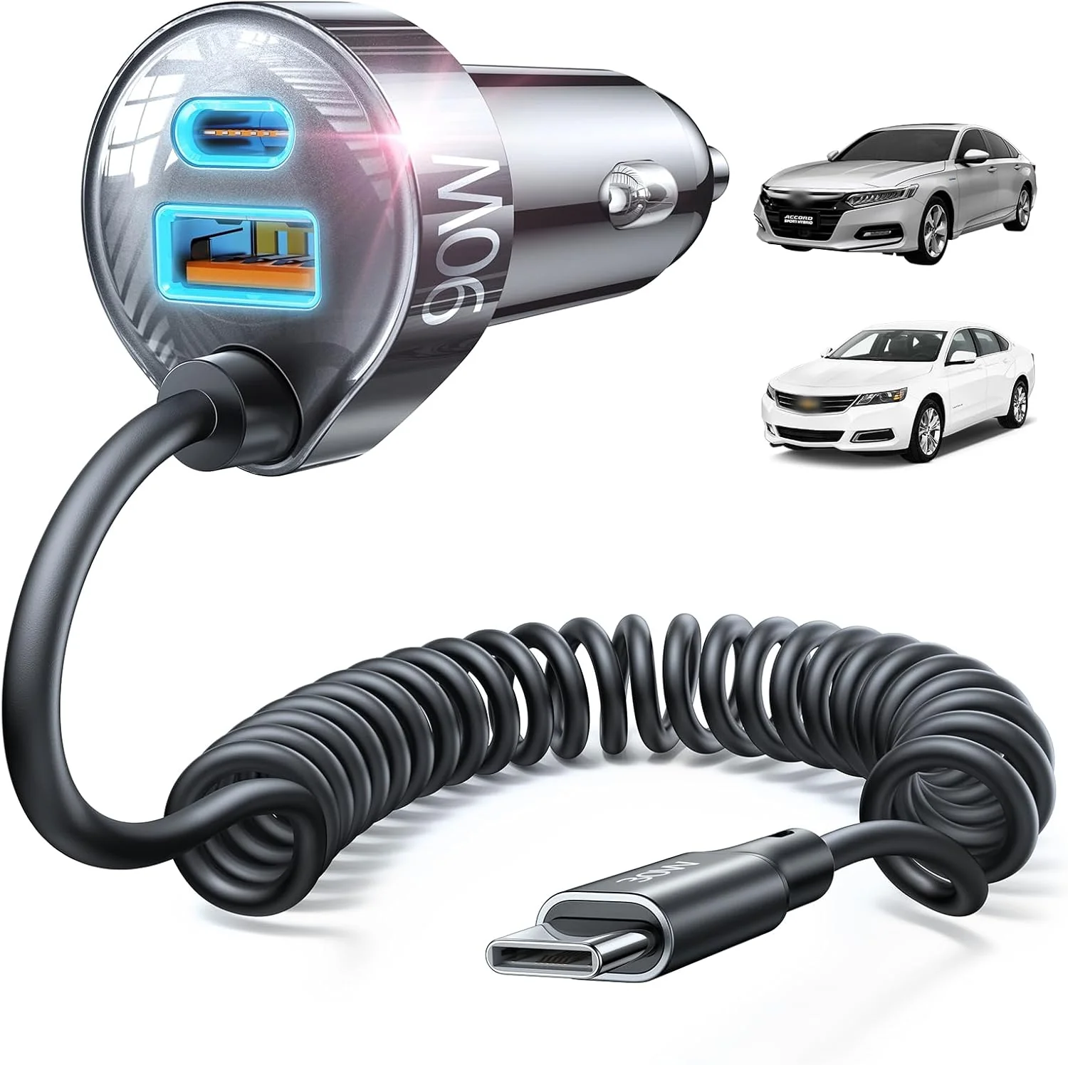 LISEN 90W for iPhone 17 16 15 Pro Max Car Charger USB C Fast Charge