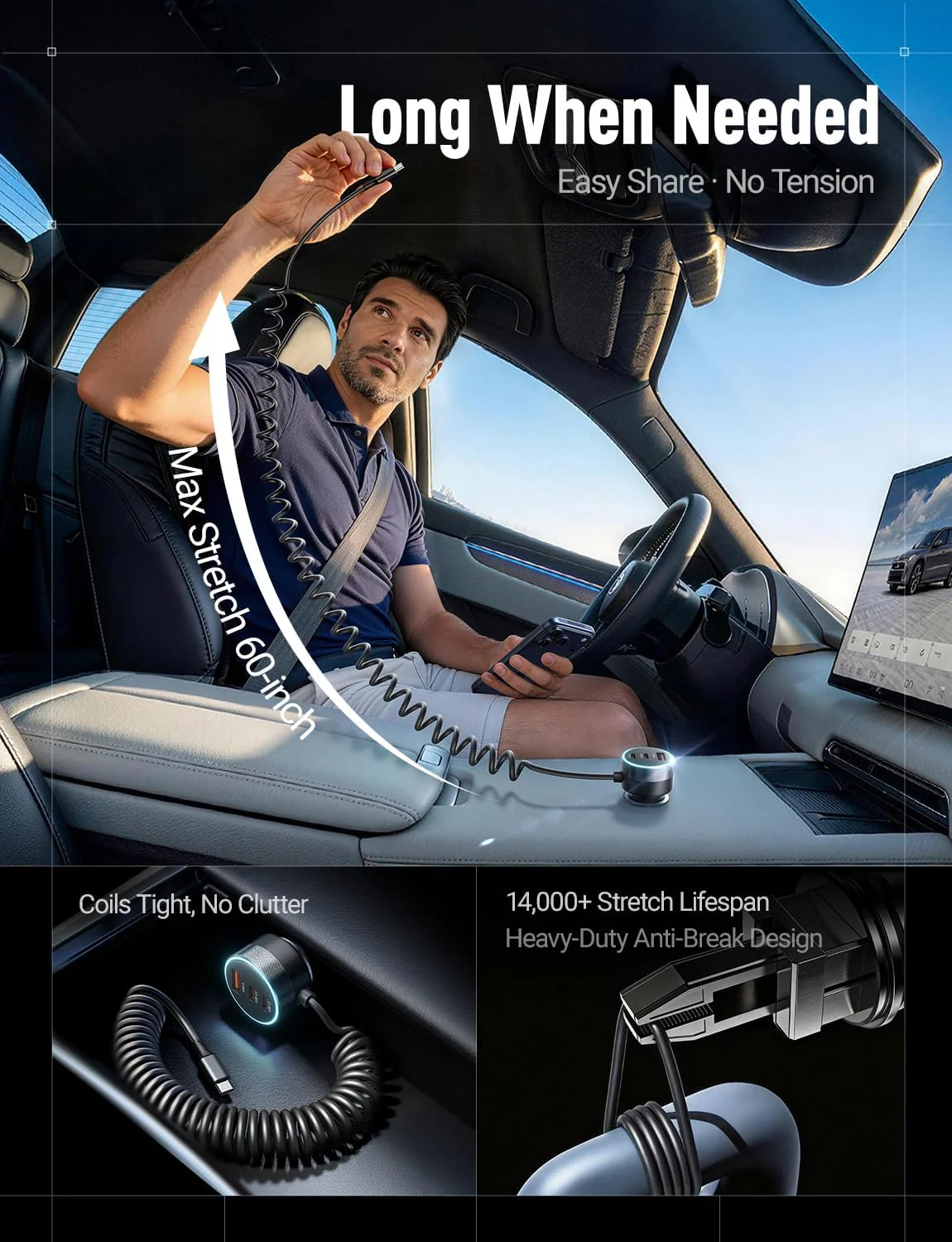LISEN 90W for iPhone 17 16 15 Pro Max Car Charger USB C Fast Charge - Image 3