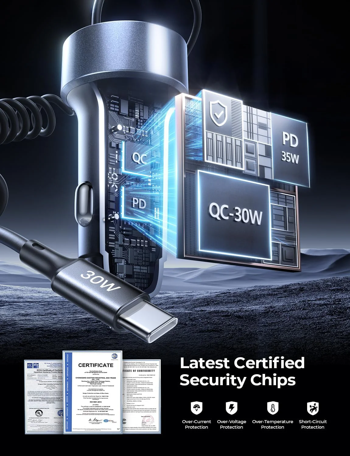 LISEN 90W for iPhone 17 16 15 Pro Max Car Charger USB C Fast Charge - Image 5