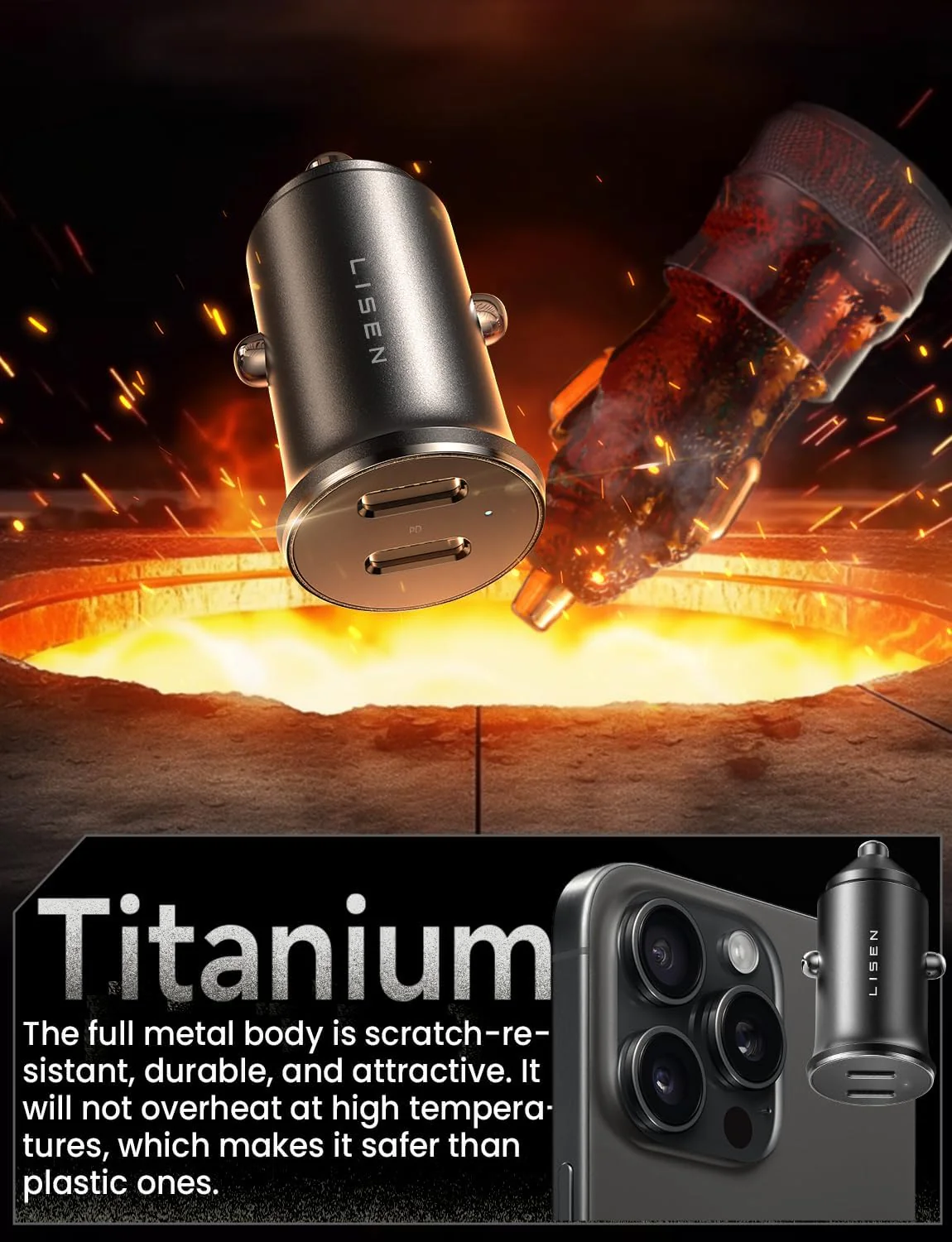 LISEN 90W USB C Car Charger Fast Charging for iPhone 17 - Image 5