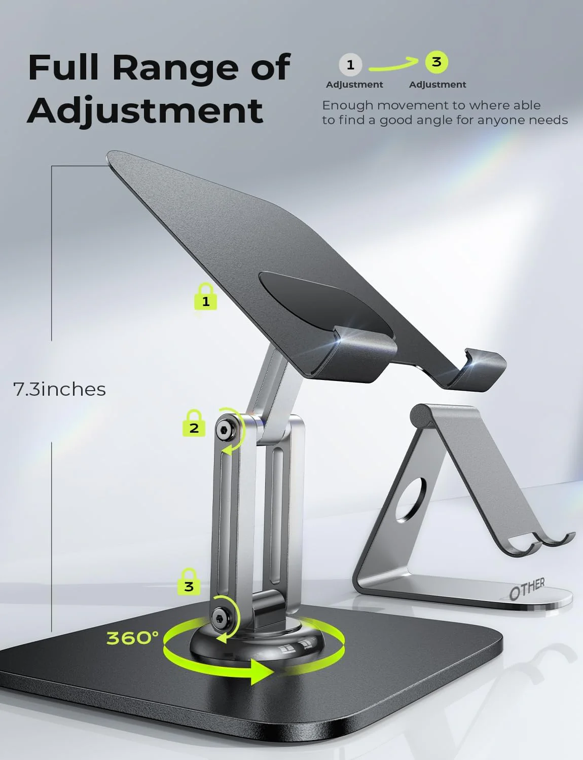 LISEN Adjustable Rotating Tablet Stand for Desk - Image 3
