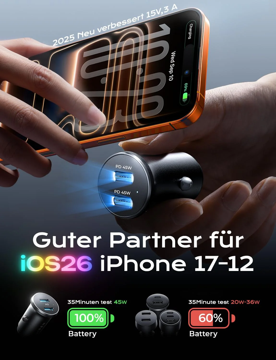 LISEN Cadeau Saint Valentin Cadeau Saint Valentin 90 W Cigarette Lighter Charger - Image 4