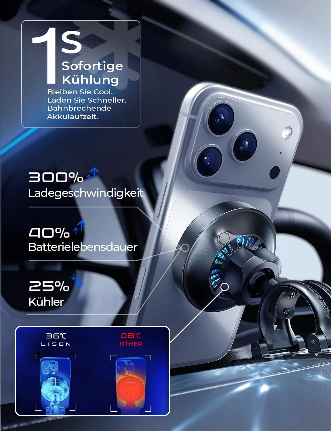 LISEN Car Mobile Phone Holder with Charging Function - Image 5