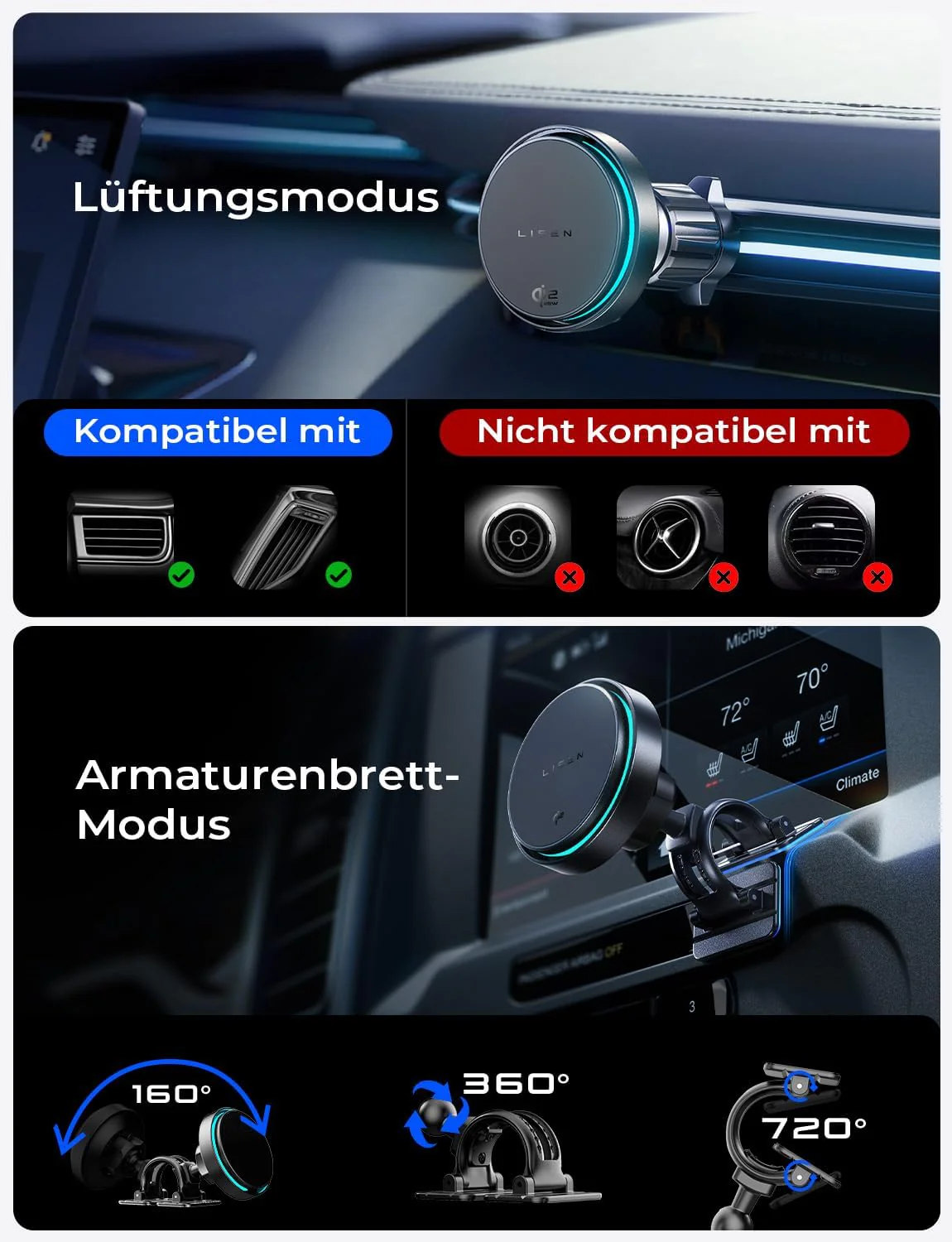 LISEN Car Mobile Phone Holder with Charging Function - Image 6