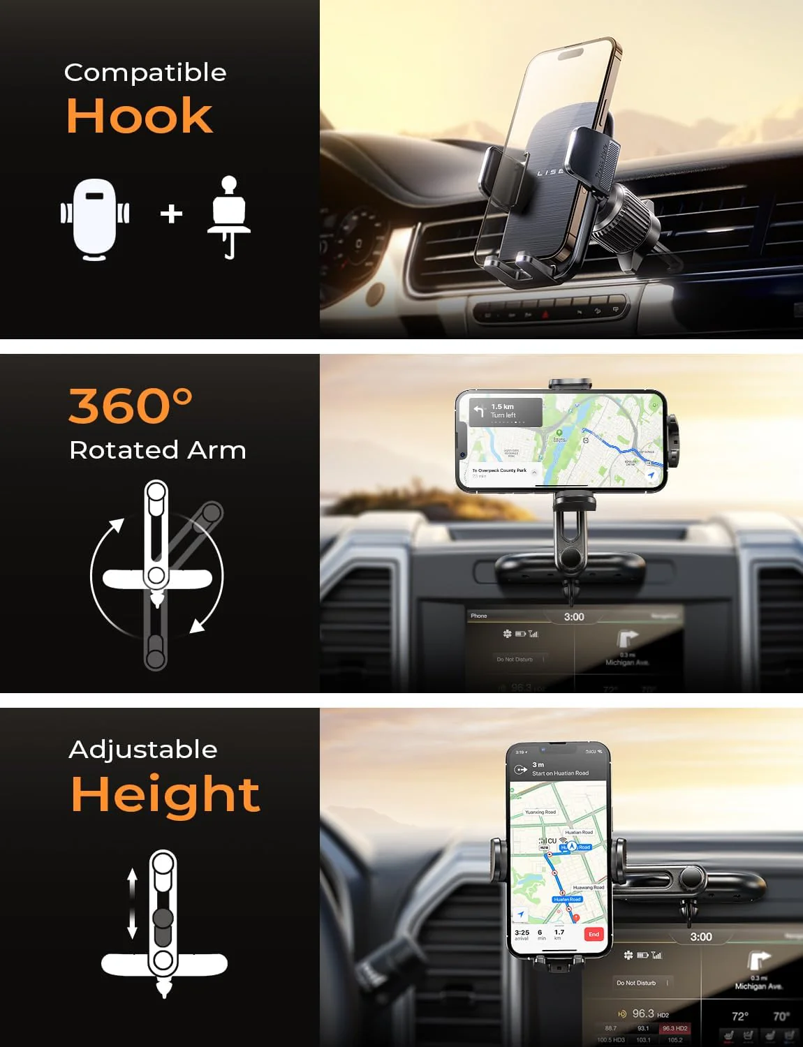 LISEN CD Phone Holder for Car iPhone 17 Adjustable - Image 2