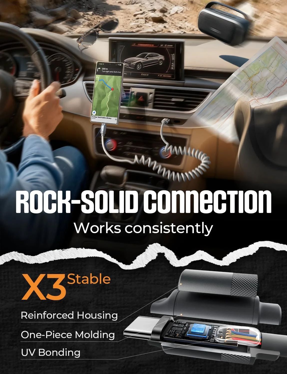 LISEN Coiled USB C Cable, 2 Pack for Car Play & Android Auto Cable - Image 3