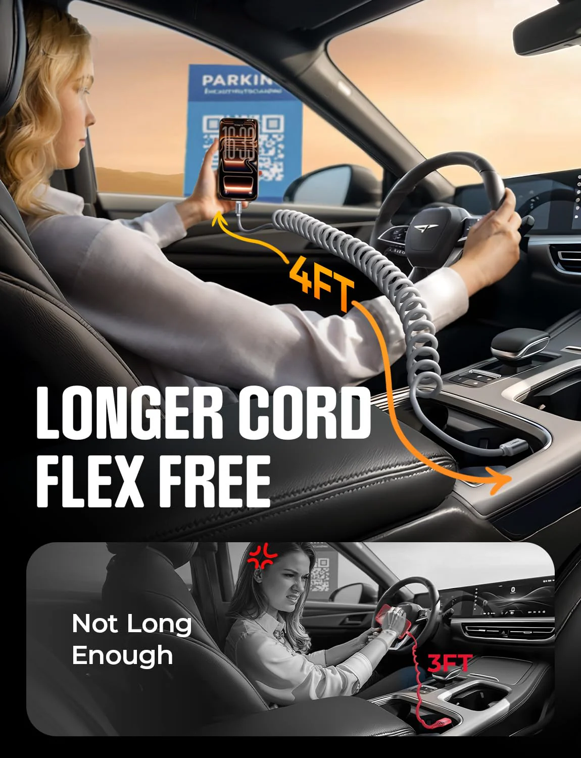 LISEN Coiled USB C Cable, 2 Pack for Car Play & Android Auto Cable - Image 5