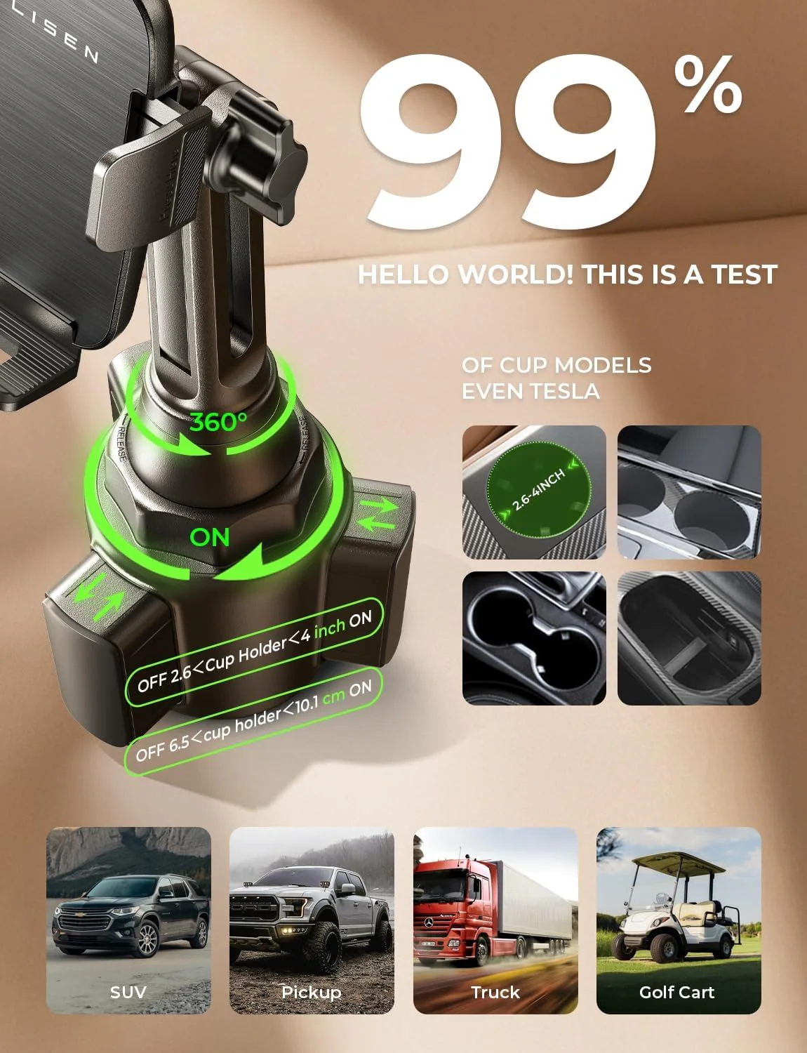 Lisen Cup Holder Phone Mount for Car - Image 5