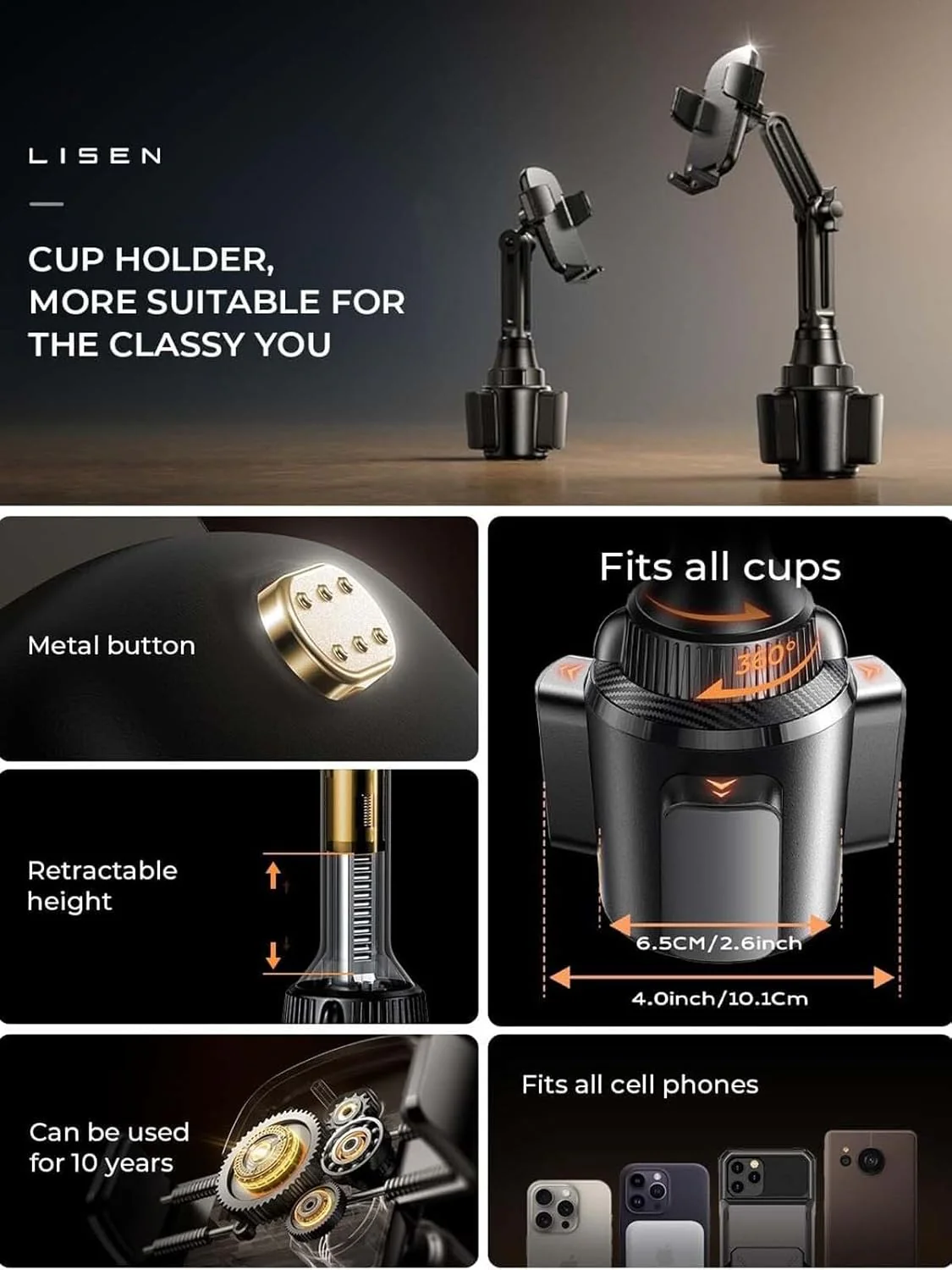 Lisen Cup Holder Phone Mount for Car - Image 7