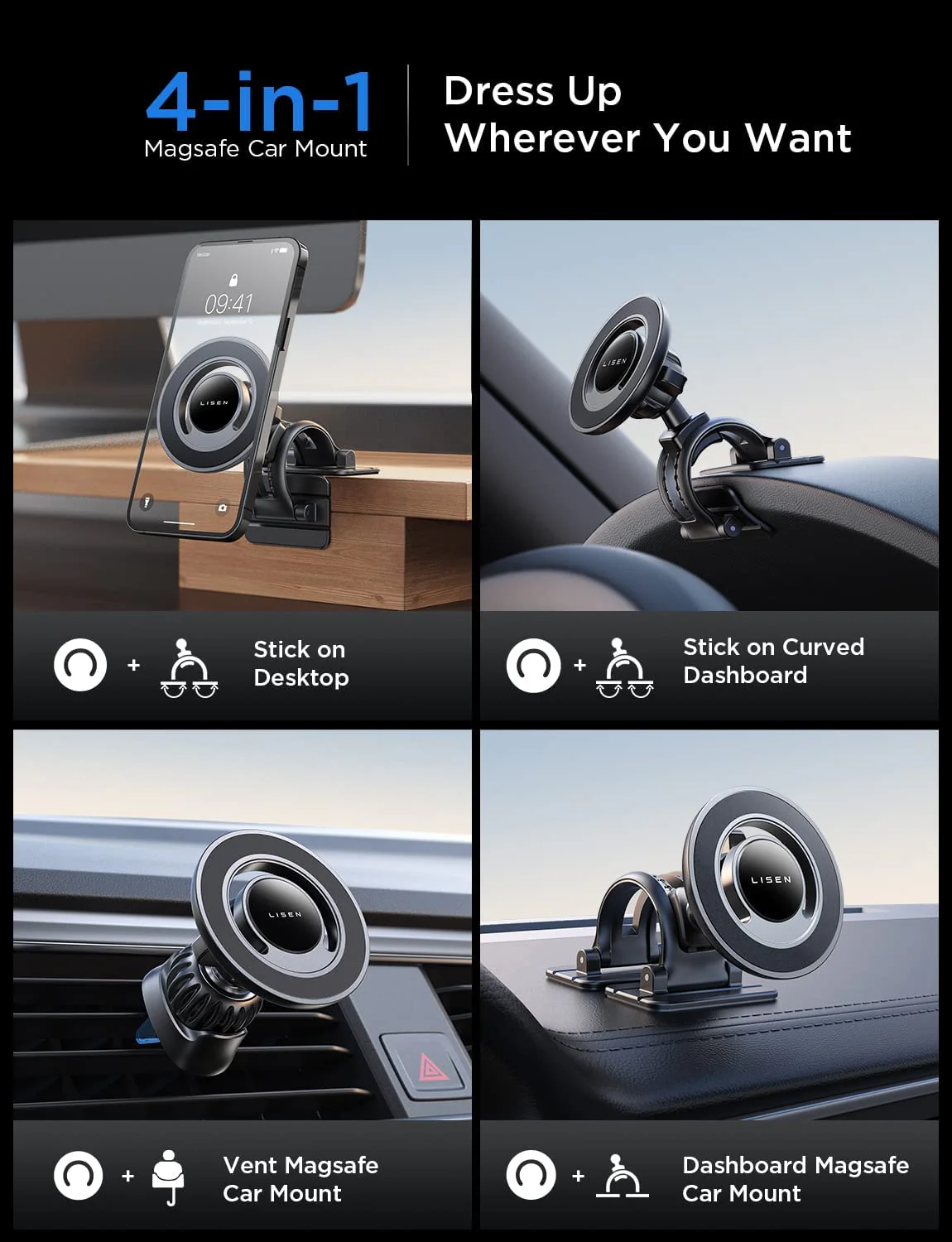 LISEN 360° Rotation MagSafe Car Mount - Image 3