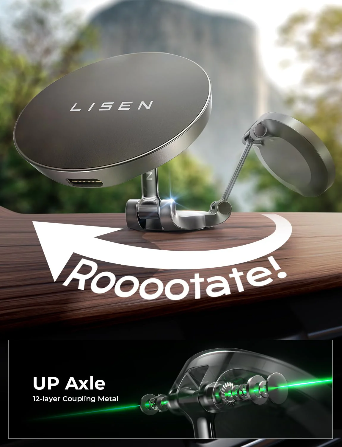 LISEN for Magsafe Car Charger Dashboard,360° Rotatable Mag Safe Charger Car Mount - Image 7