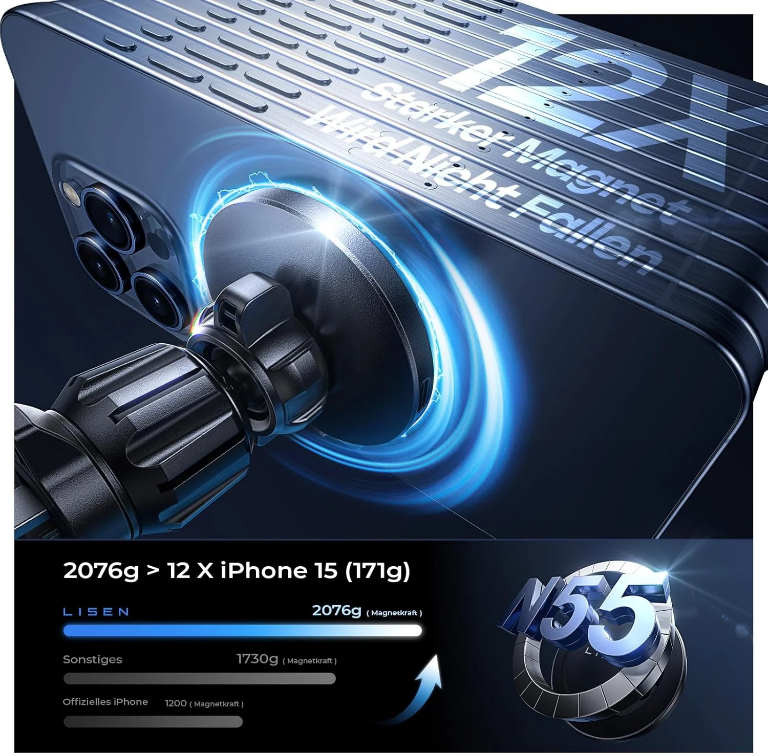 LISEN For Magsafe Car Mount 15 W Mobile Phone Holder Car - Image 6