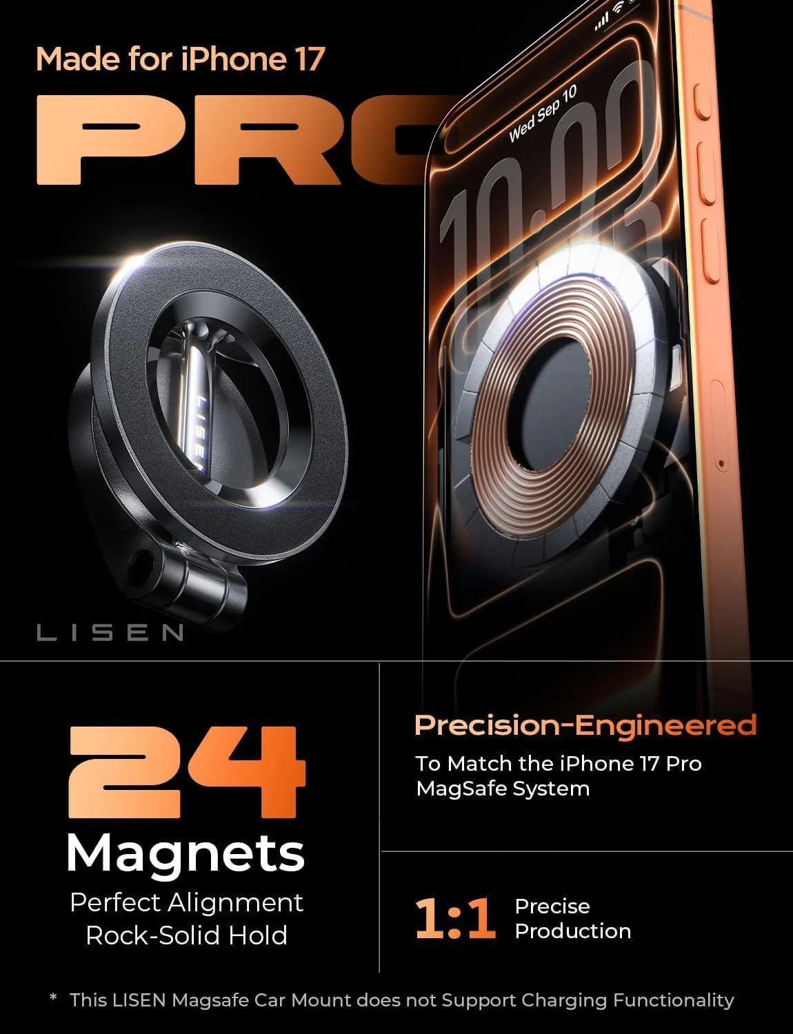 LISEN for MagSafe Car Mount 2 Pack, Classic Magnetic Phone Holder for Car - Image 3
