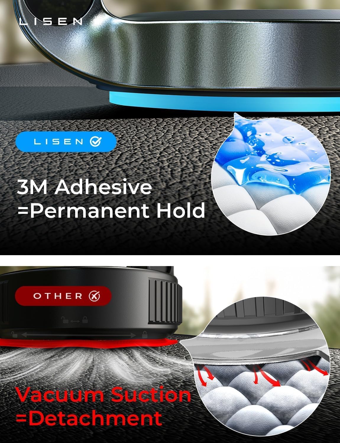 LISEN for MagSafe Car Mount 2 Pack, Classic Magnetic Phone Holder for Car - Image 5