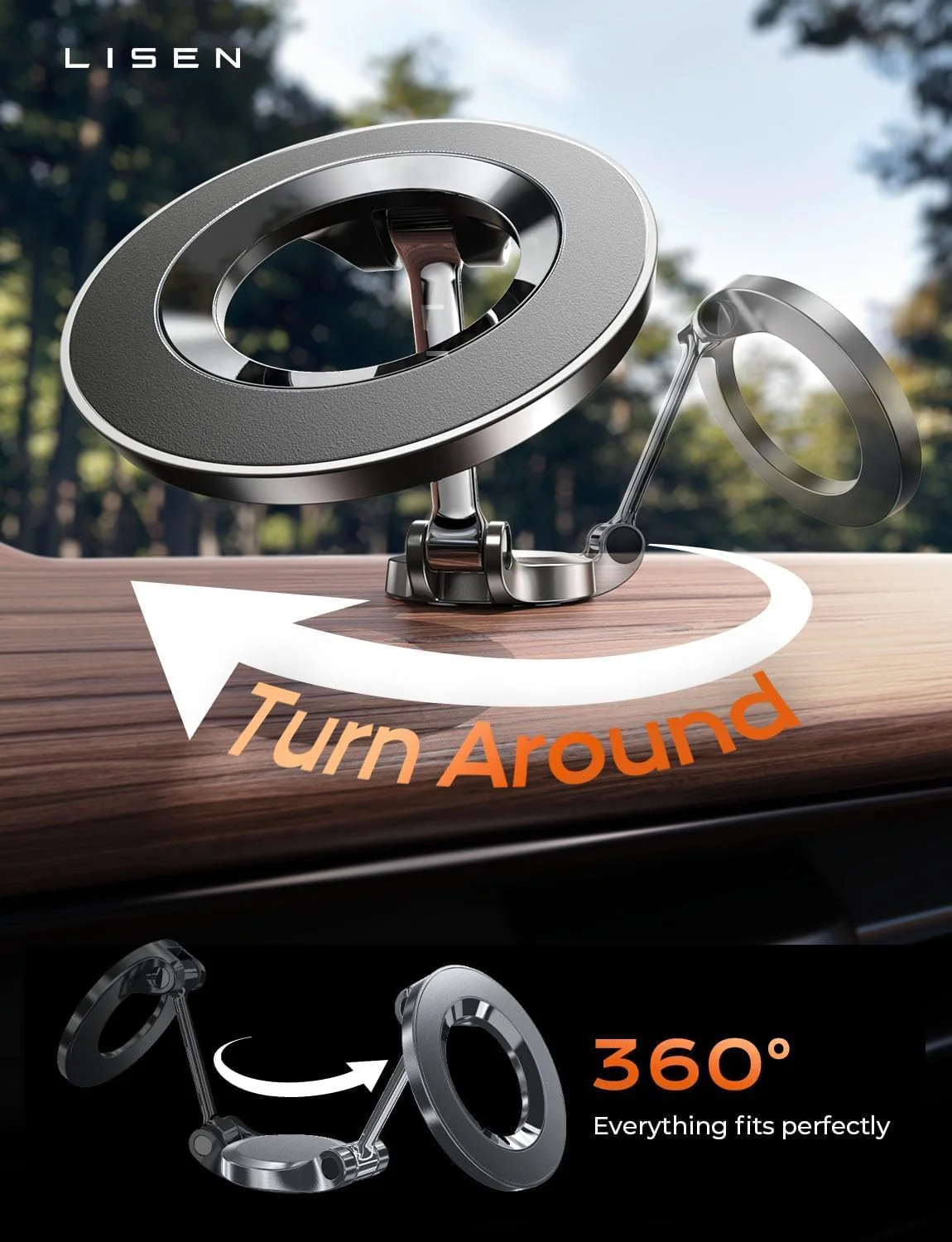 LISEN for MagSafe Car Mount 2 Pack, Classic Magnetic Phone Holder for Car - Image 6