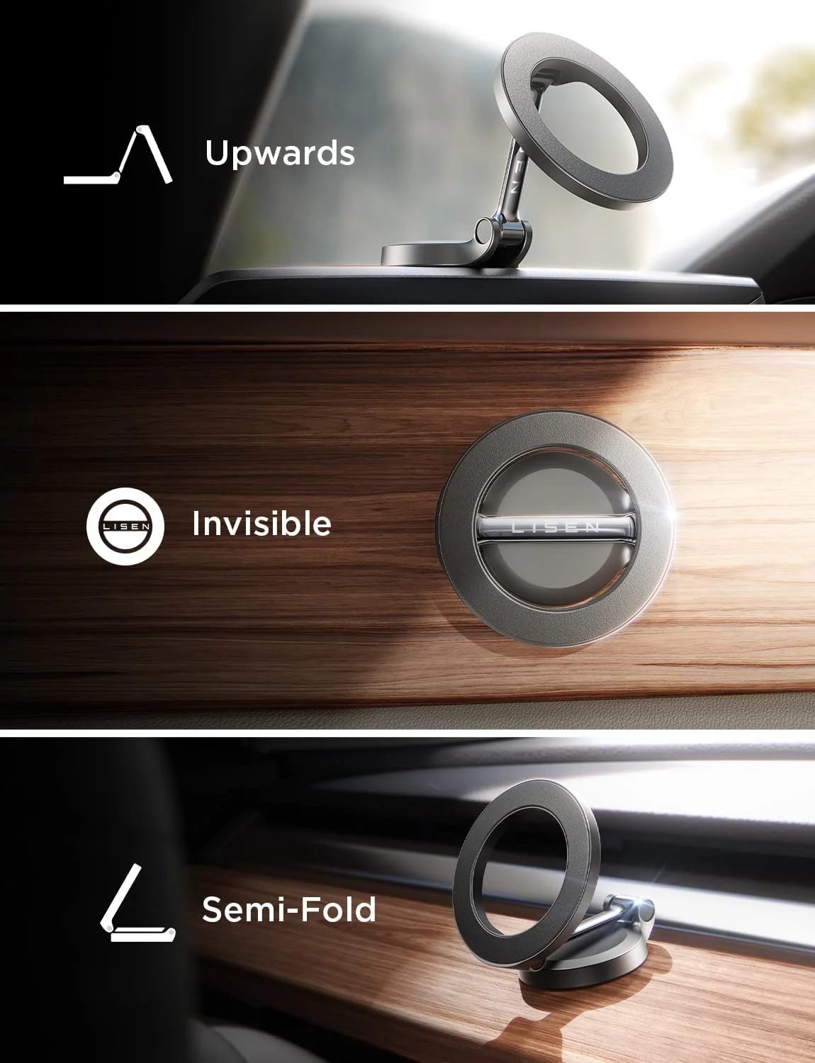 LISEN for MagSafe Car Mount, [24 Strong Magnet] 360° Rotation Magnetic Phone Holder - Image 2