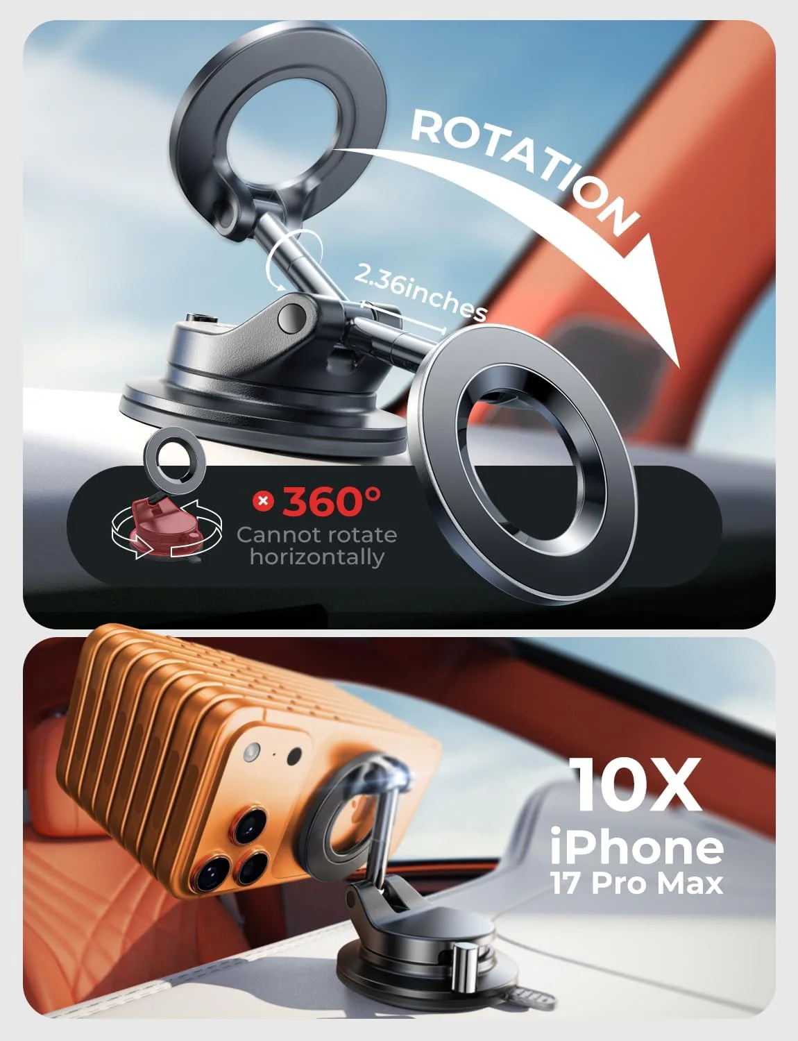 LISEN for Magsafe Car Mount, Cell Phone Holders for Your Car - Image 3
