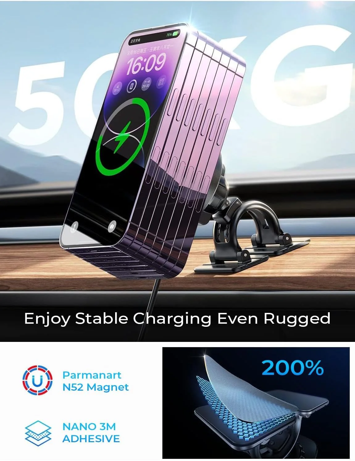 LISEN for MagSafe Car Mount Charger, 15W Wireless - Image 5