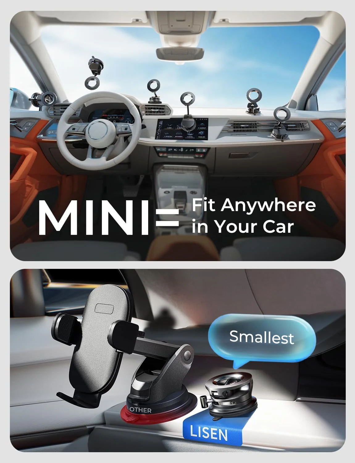 LISEN for Magsafe Car Mount, Magnetic Car Accessories for Women Men Jeep Truck - Image 3