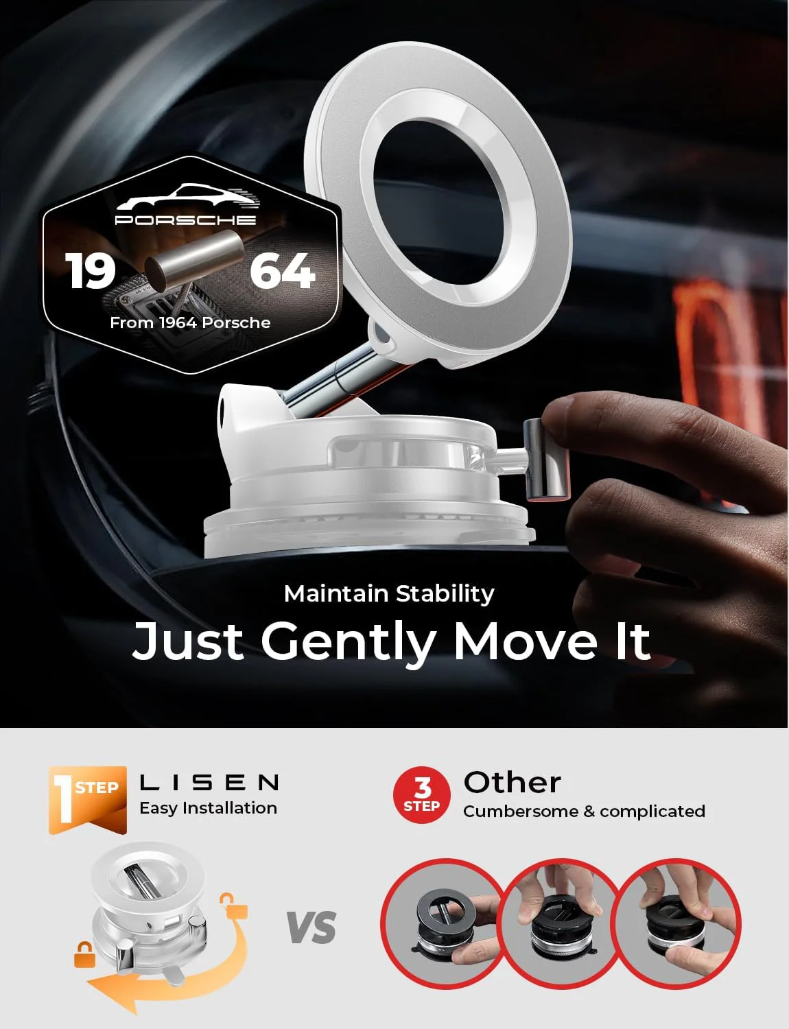 LISEN for Magsafe Car Mount, Magnetic Car Accessories for Women Men Jeep Truck - Image 8