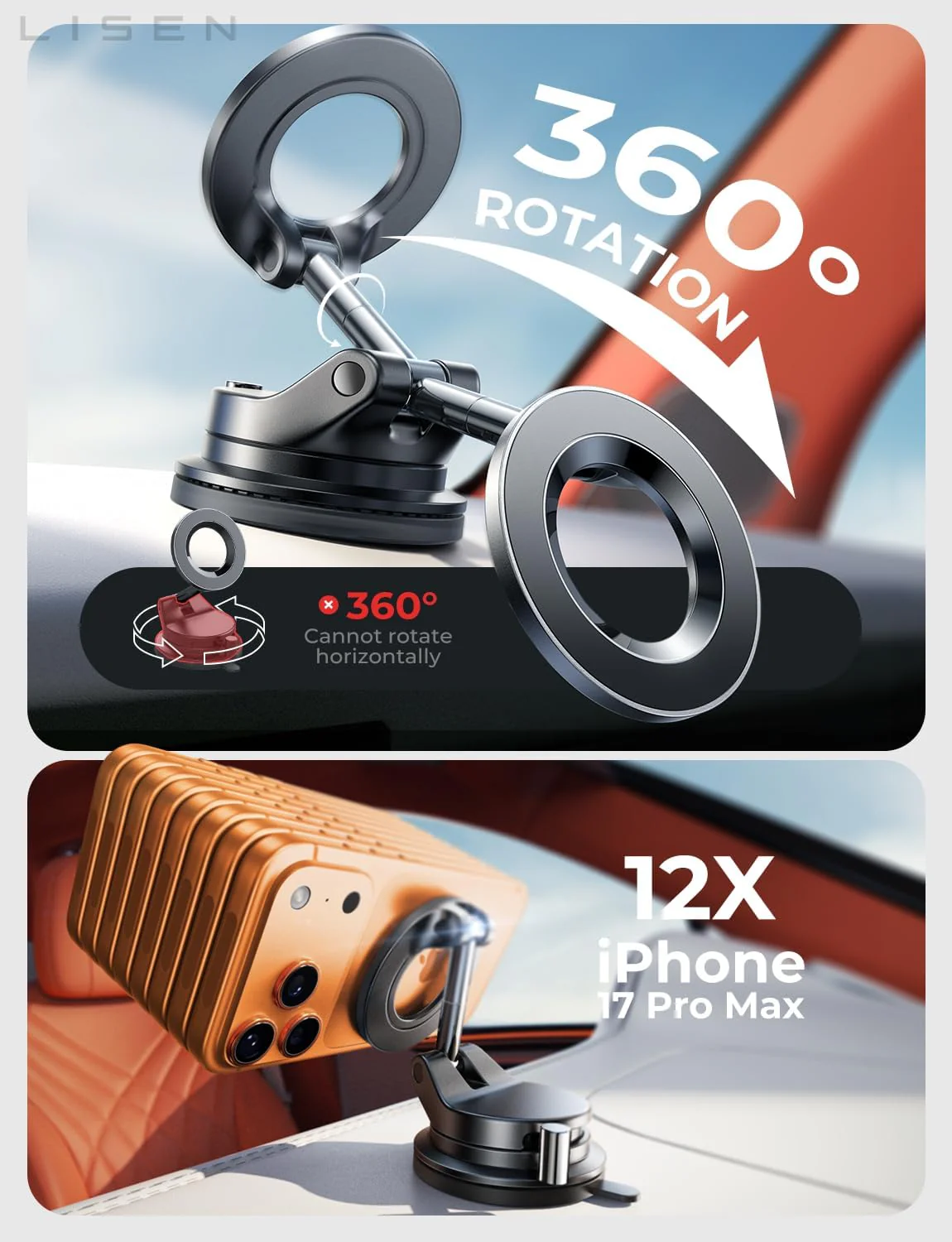 LISEN MagSafe Vacuum Car Mount - Image 5